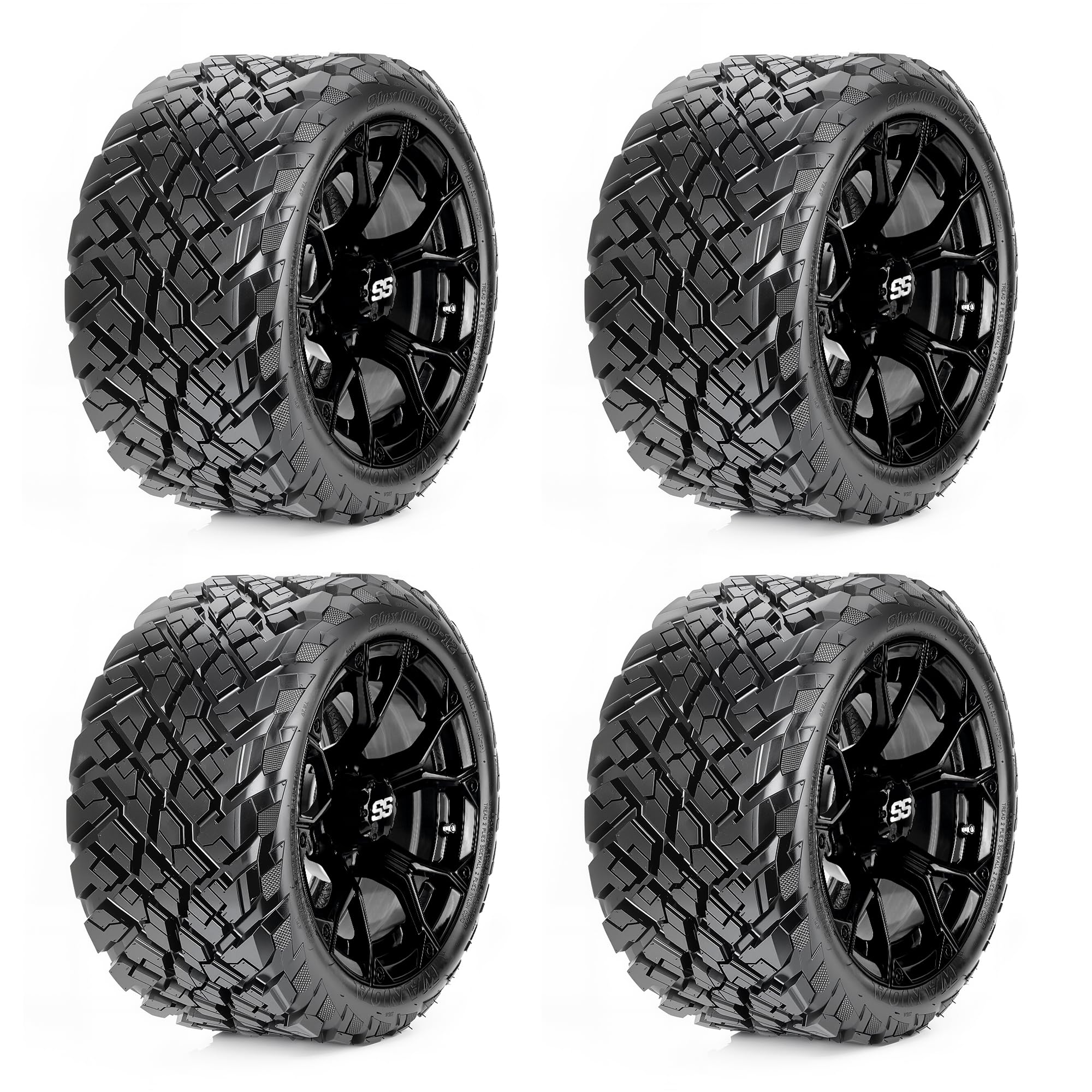10L0L Golf Cart Wheels & Tires Set 20x10-12 DOT All Terrain/Street Wheels