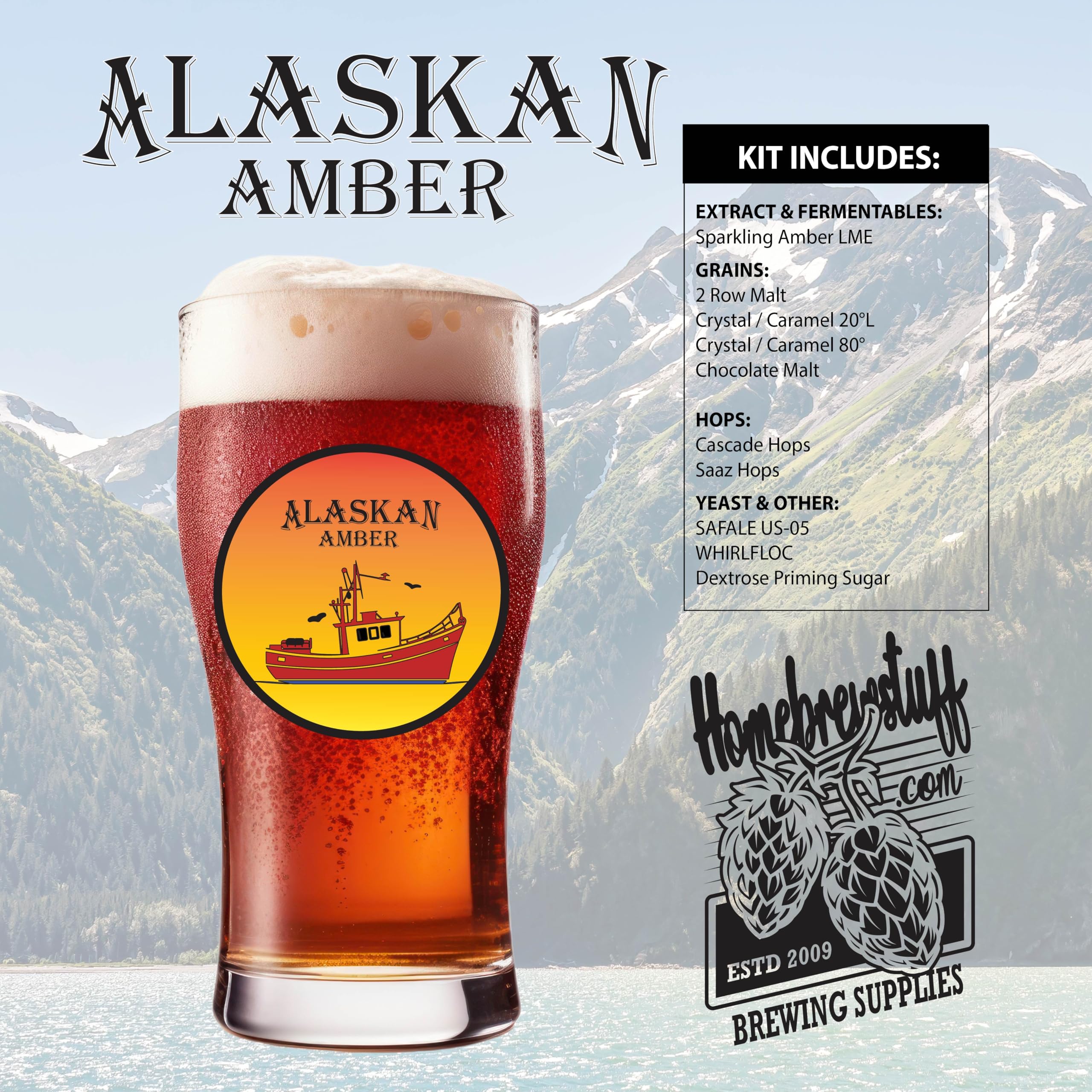ALASKAN AMBER ALE Home Brew Beer Recipe Ingredient Kit