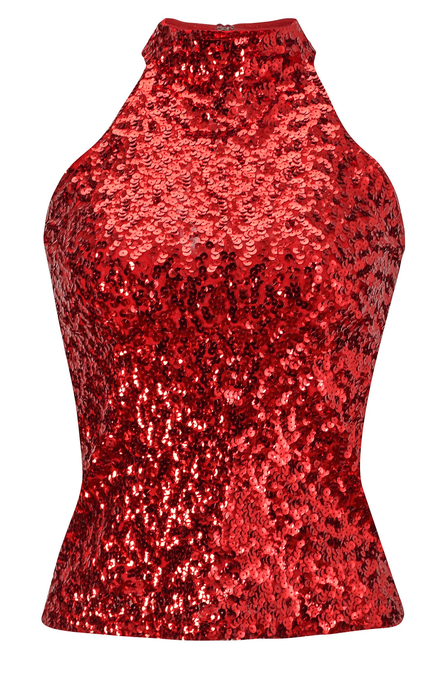 Women's Sequins Halterneck Summer Short Vest Tank Tops