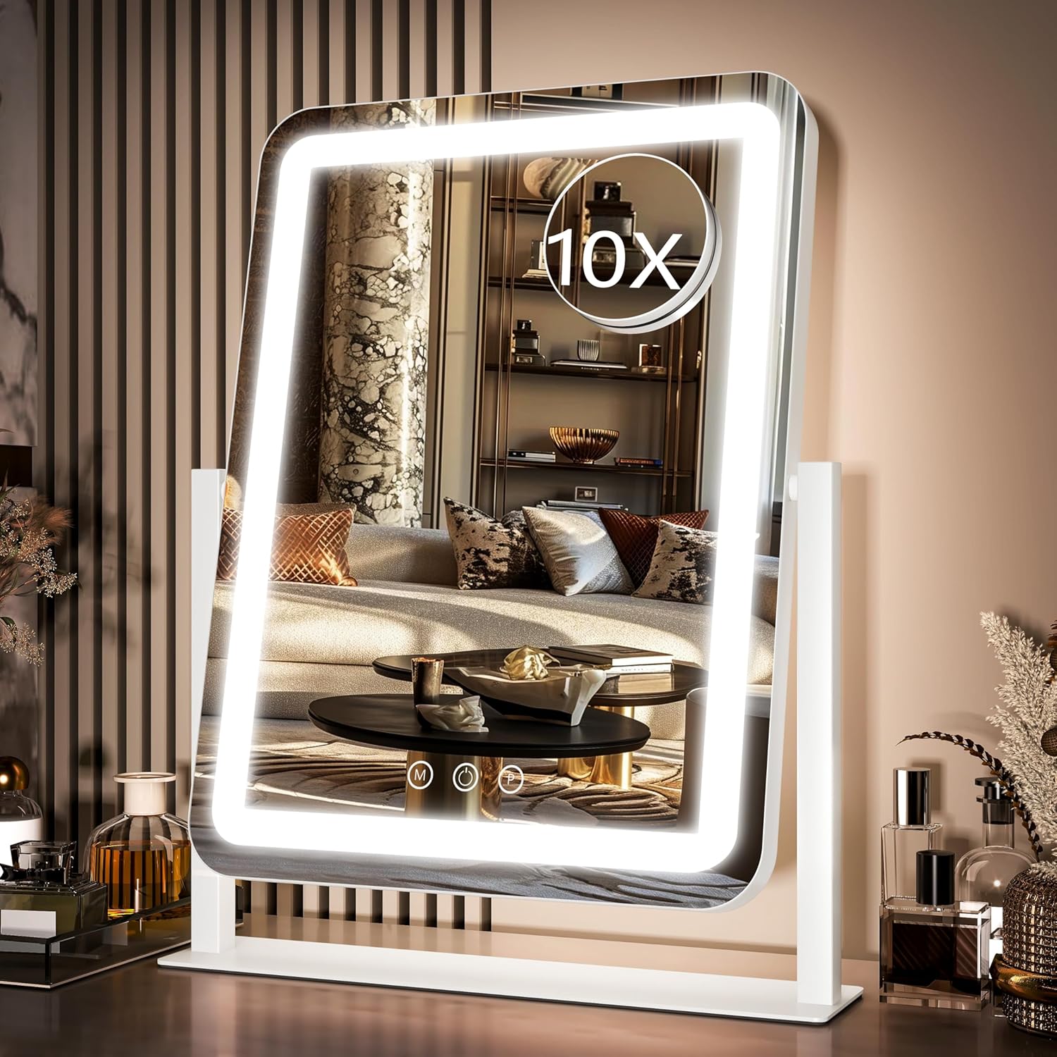 Espejo de Maquillaje LED STAISE Hollywood, 17" x 13", 10X Aumento, 96 Luces