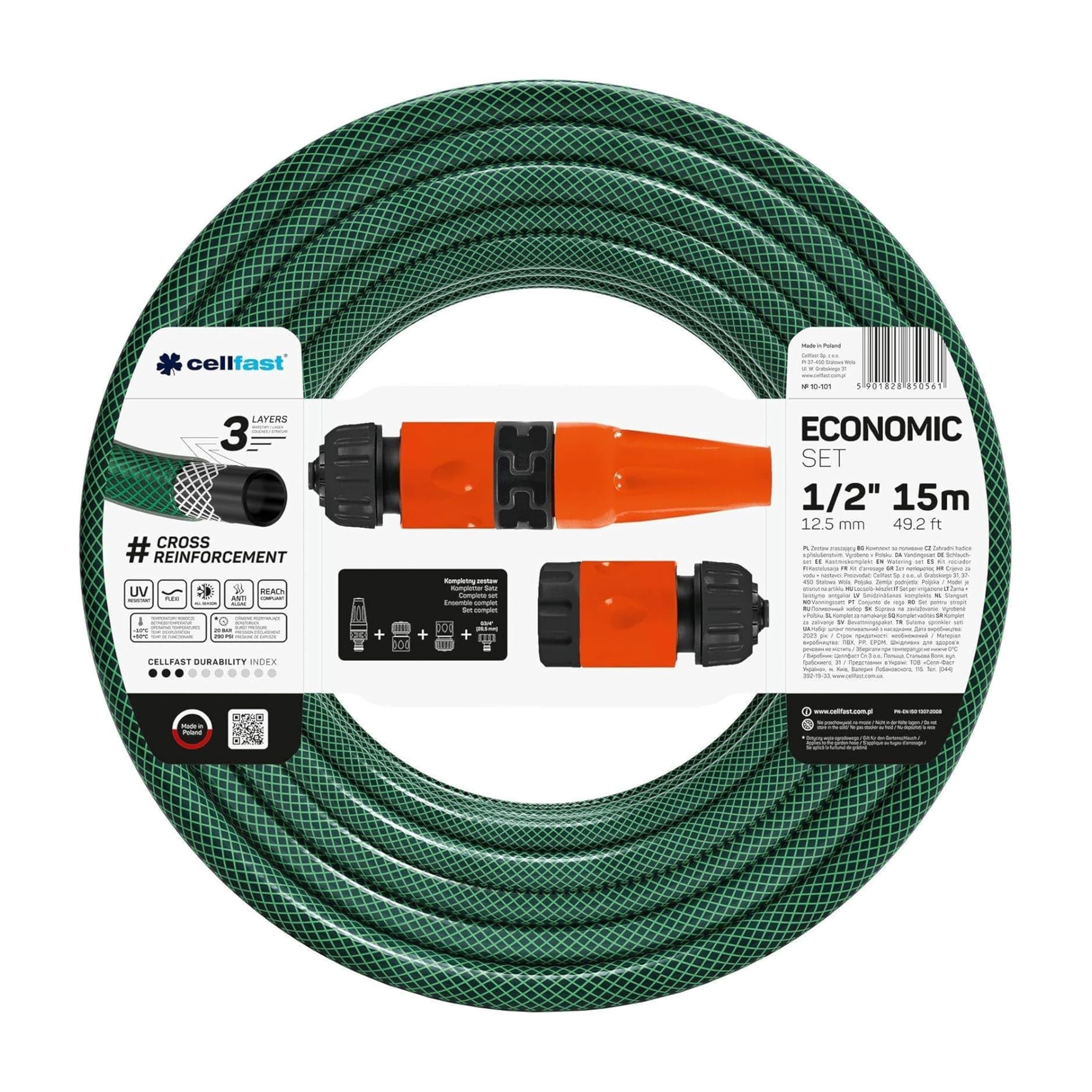 CELLFAST Sprenger Set Gartensprinkler Rasensprenger Für Rasen Blumen Pflanzen Schnellanschluss Verbindung Economic