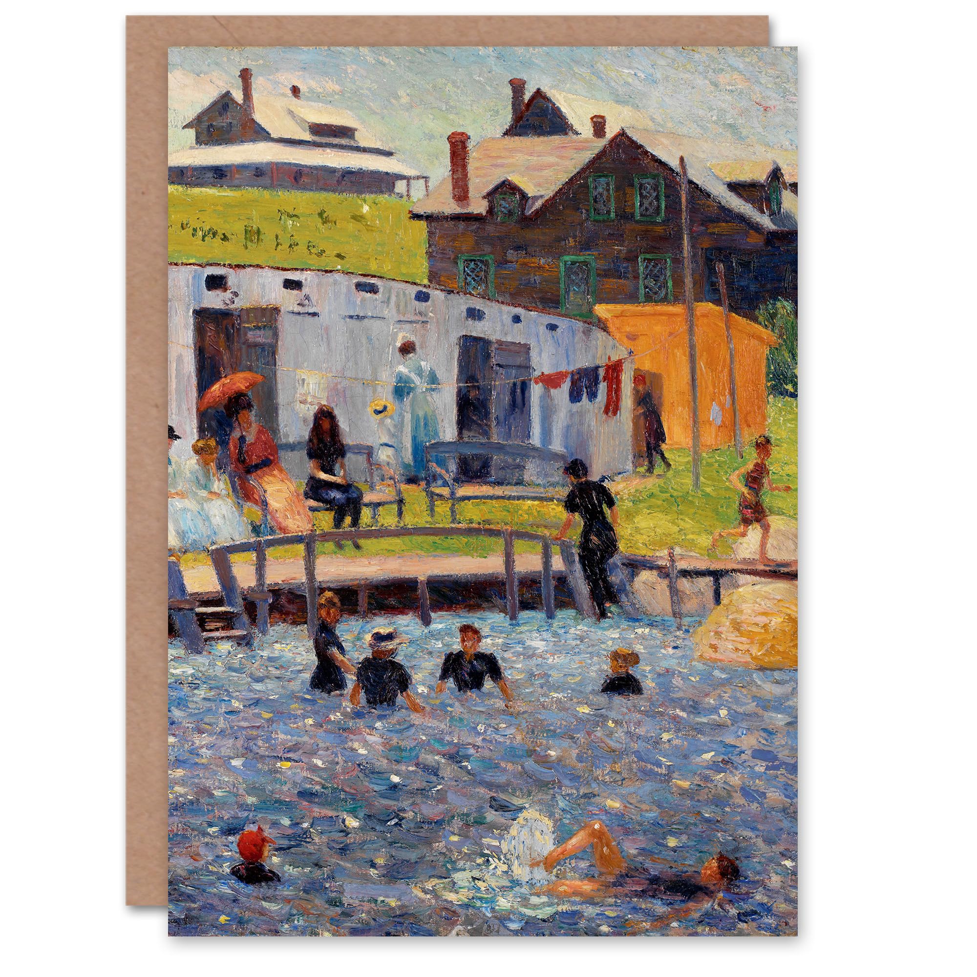 Artery8 William Glackens Art Card Bathing Hour Seaside Scene Painting