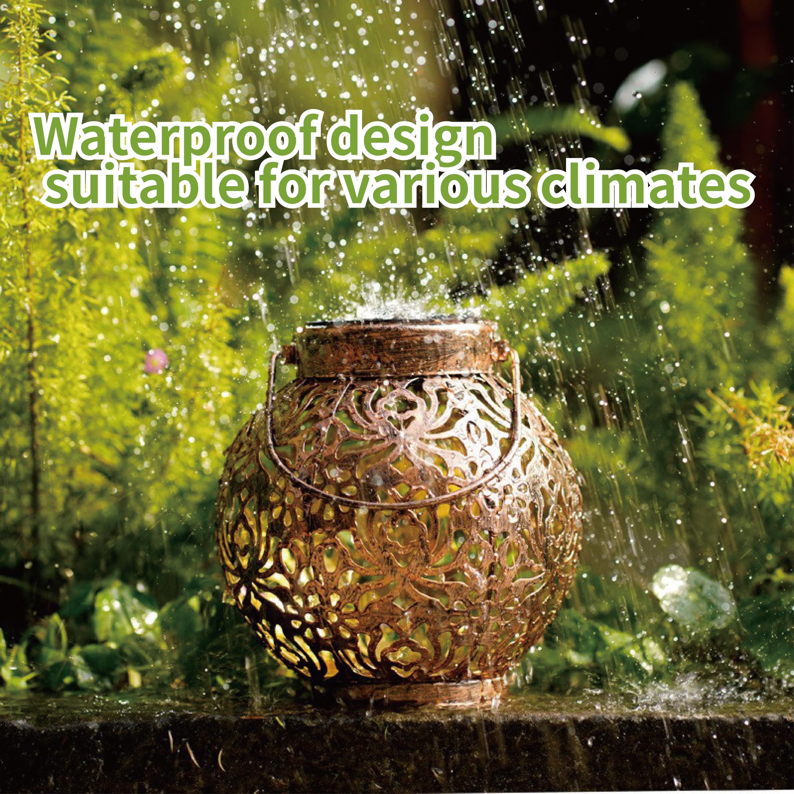 Solar Lanterns Outdoor Garden, Metal Solar Powered Waterproof LED Lights - Image 4