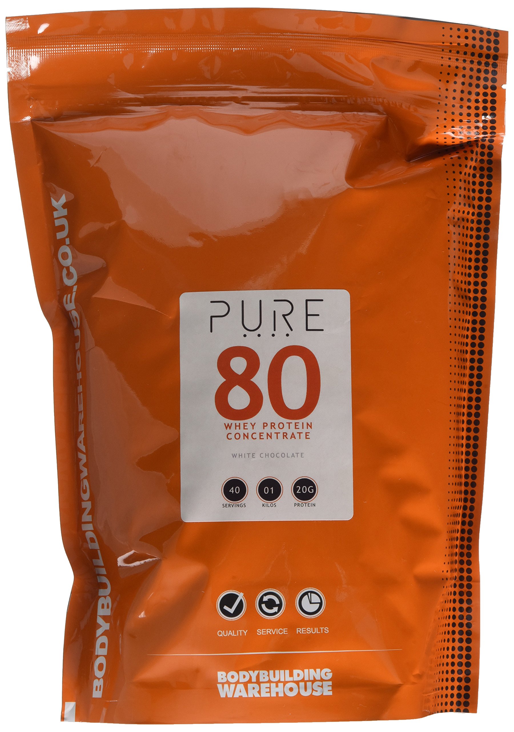 Pure Whey Concentrate 80 Protein Powder - Excellent Amino Profile for Lean Muscle Building, Growth and Recovery. Grass-fed, Low & No Added Sugar - White Chocolate, 1kg