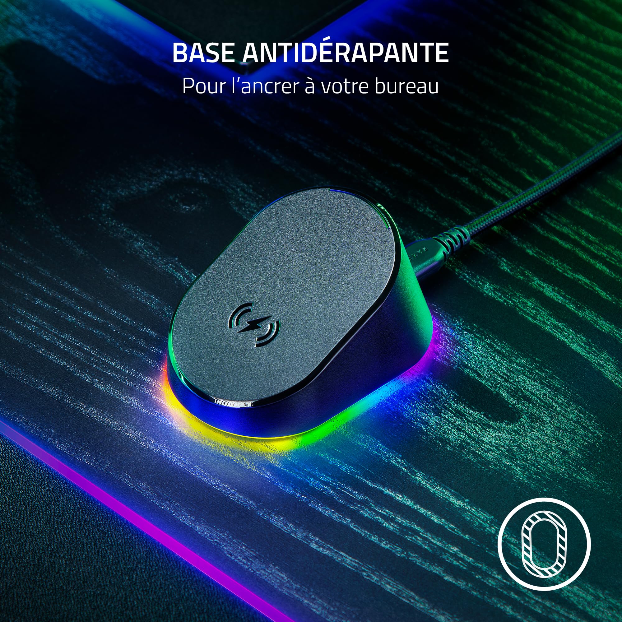 Razer Mouse Dock Pro & Charging Puck - Station de Recharge magnétique sans Fil & Module pour Souris compatibles (Hyperspeed 4K Hz, éclairage Chroma 8 RVB e) Noir