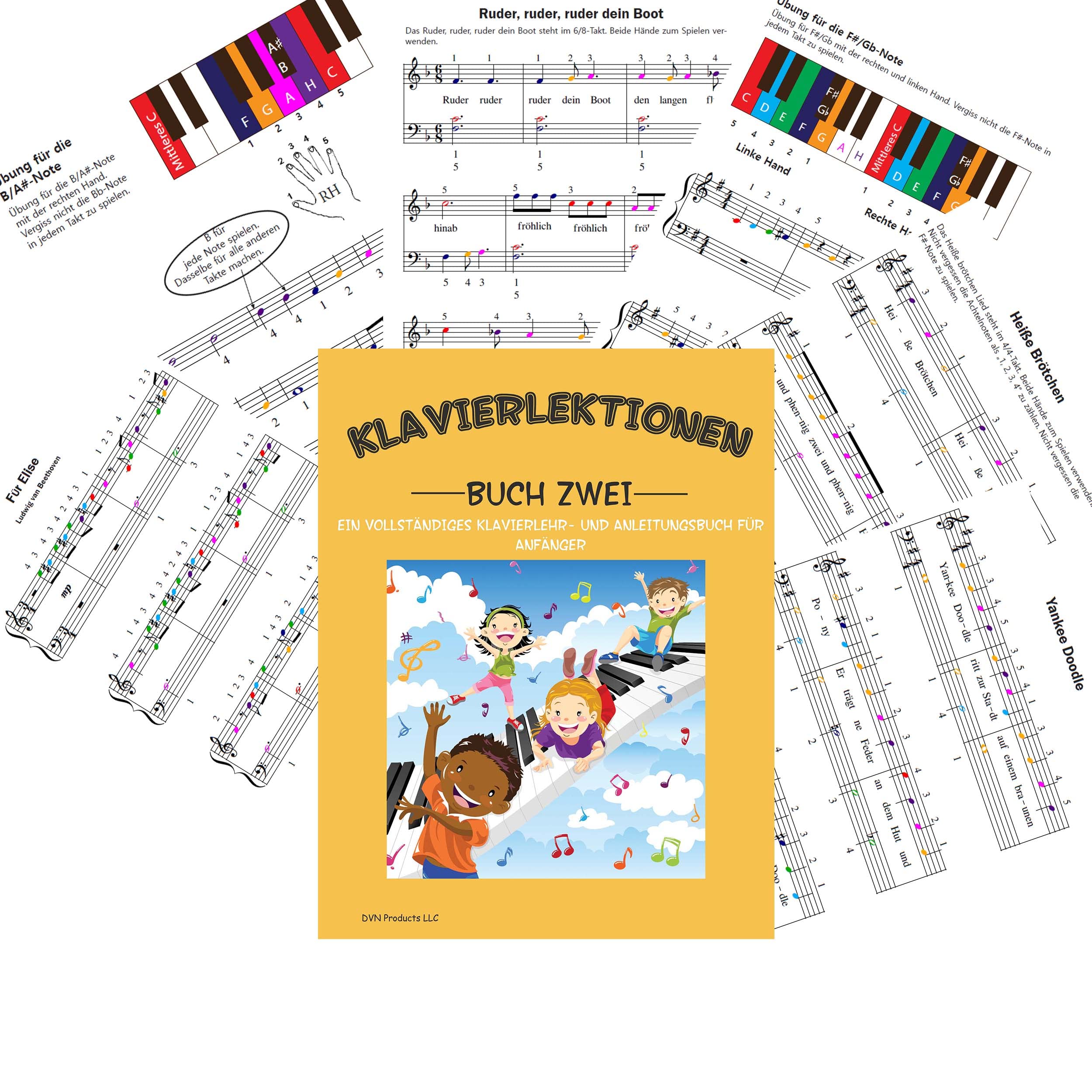 Coloured Piano Stickers, Coloured Keyboard Stickers, A Complete Piano Music Lesson with Colour Note - Image 2