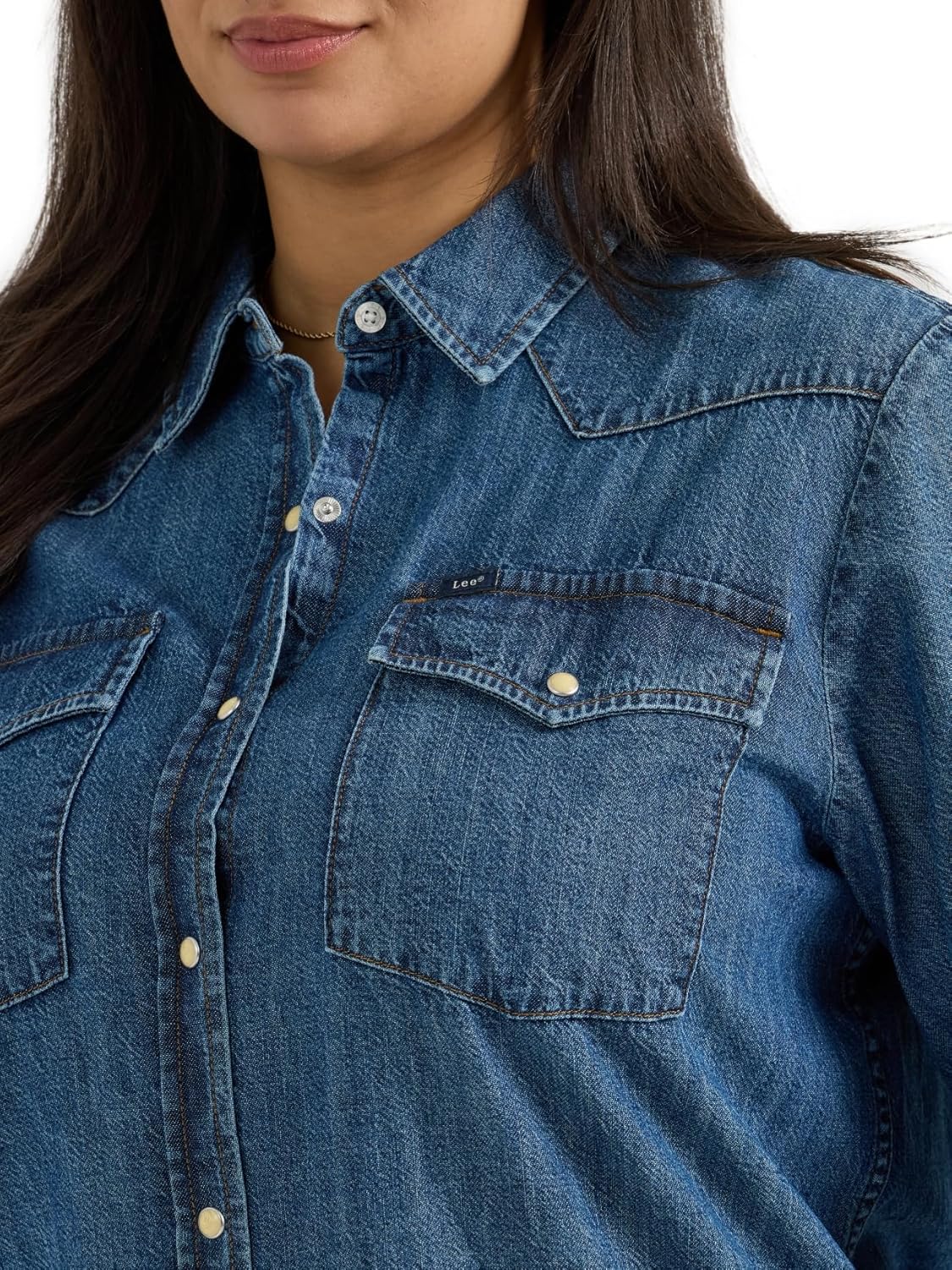 Lee Womens Plus Size Legendary Long Sleeve Western Snap Shirt - Image 3