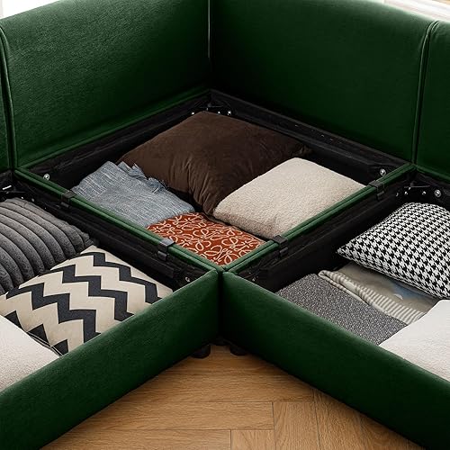 Miniatura 8 de Sofás seccionales grandes para sala de estar, sofá esquinero con sofá modular de felpilla de almacenamiento, respaldo cilíndrico y reposabrazos, 6