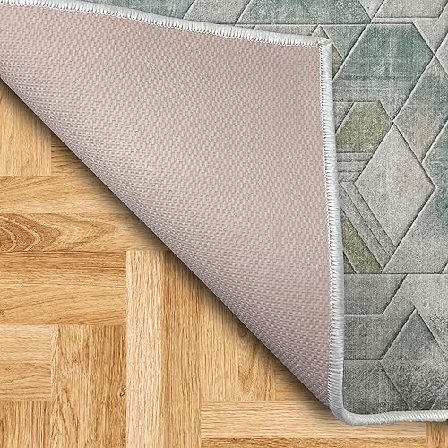 Miniatura 5 de Ambesonne Alfombra decorativa geométrica, escena clásica de cubos de diseño futurista con líneas de boceto efecto desvanecido, alfombra de calidad