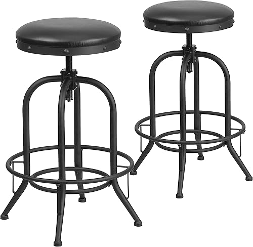 Miniatura 9 de Flash Furniture Carrington Taburete de bar de 30 pulgadas con asiento giratorio LeatherSoft negro