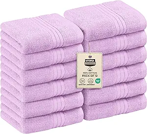 Utopia Towels 12 Pack Premium Wash Cloths Set, 12 by 12 Inches, 100% Cotton Ring Spun, Highly Absorbent and Soft Feel Washcloths for Bathroom, Spa, Gym, and Face, Lavender