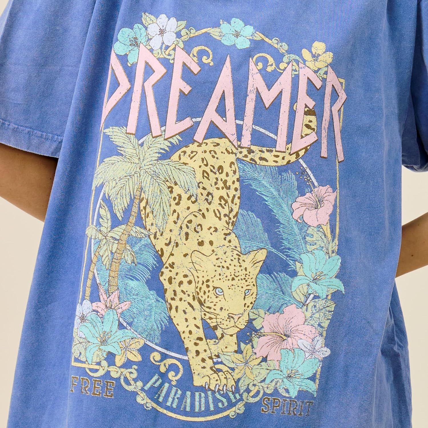 Women’s Premium Oversized Vintage Graphic T Shirt – Mineral Washed Relaxed Fit Boho Western Rock Inspired Casual Tee