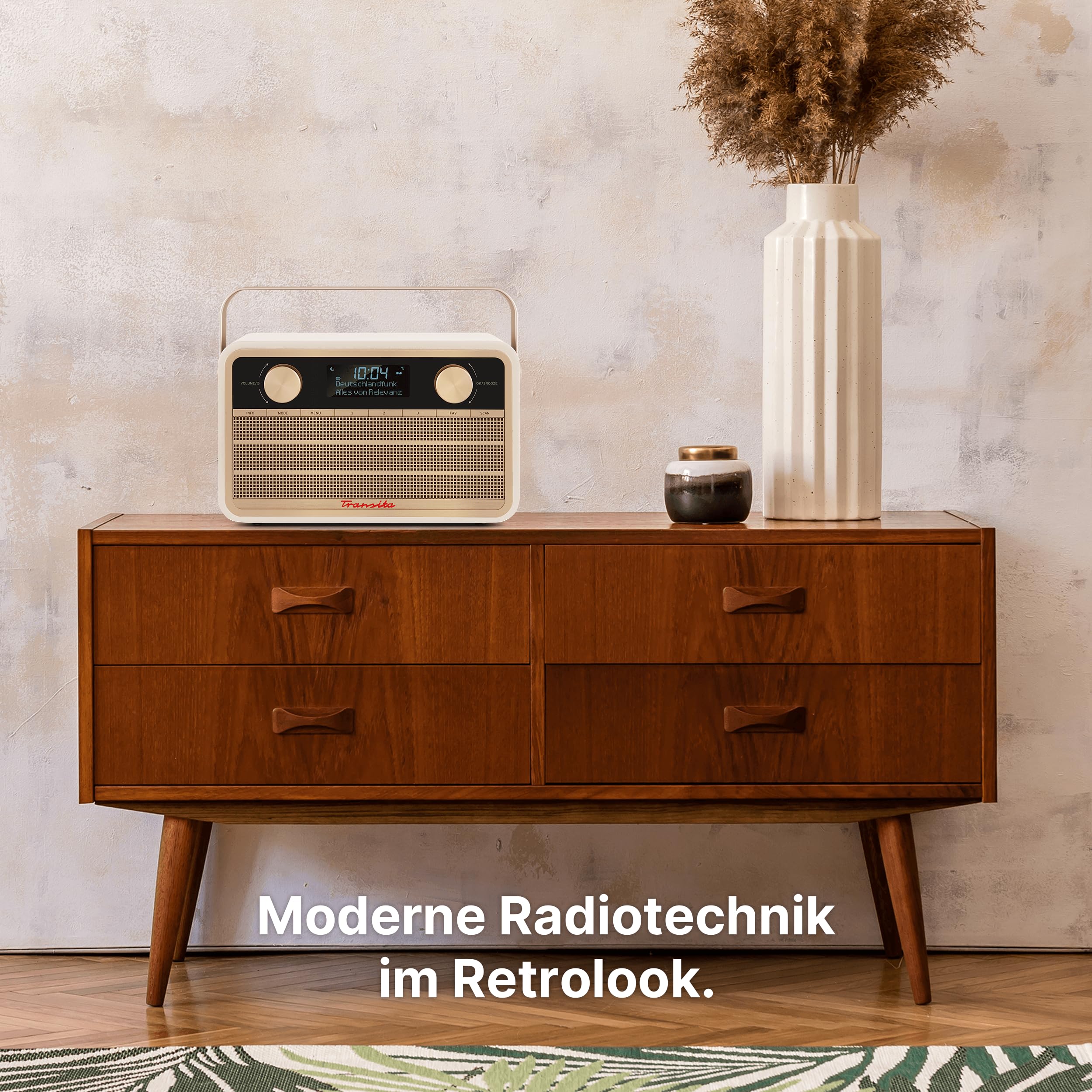 TechniSat Transita 120 tragbares DAB Radio (DAB+, UKW, 24 Stunden Akku, Aux In, Wecker, 2 Weckzeiten, Sleeptimer, Snooze-Funktion, Kopfhöreranschluss) beige
