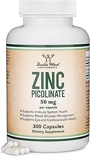 Zinc Picolinate 50mg, 300 Capsules (Immune Support for Kids and Adults) Non-GMO, Gluten Free, Made in The USA (300 Day Sup...