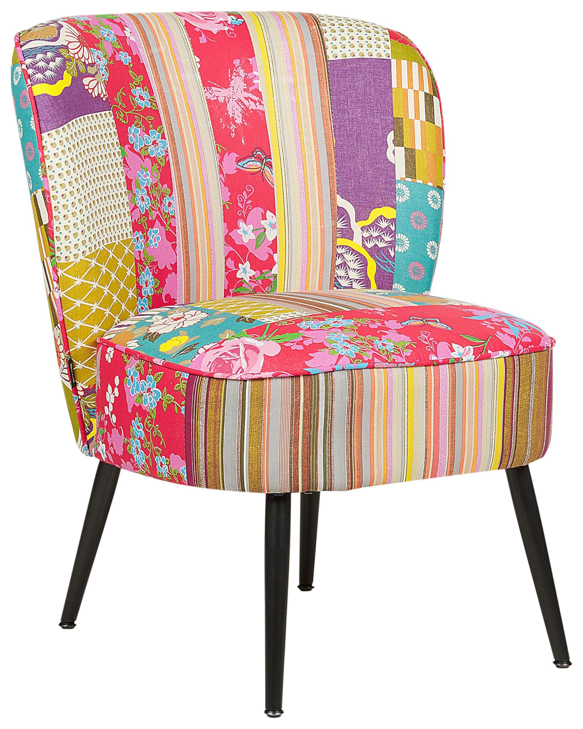 Beliani Bequemer Sessel aus Stoff bunt/schwarz Patchwork Design Voss