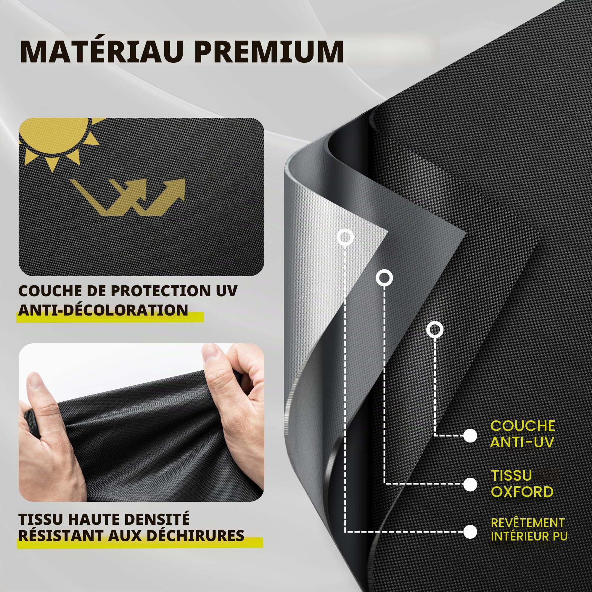 Housse de Protection pour Salon de Jardin en Tissu Oxford imperméable, Noir, Convient pour Table Haute et chaises d'extérieur 3 pièces, Ajustement personnalisé avec Cordon de Serrage et
