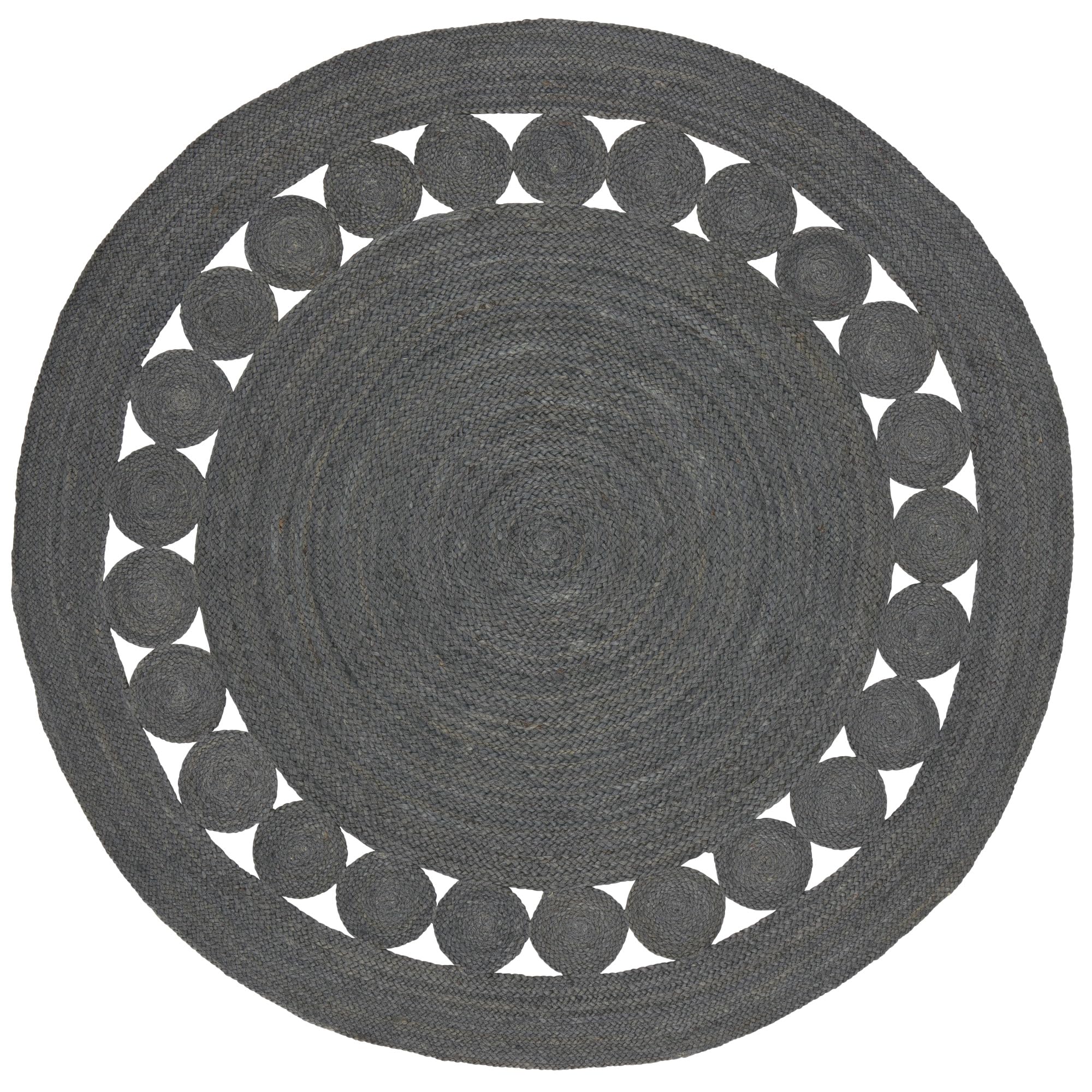 Pergamon Tapis Rond en Jute Salsa Moderne Anthracite - Fait Main en Fibre Naturelle résistante - Design Simple avec Motif tressé - Différentes Tailles Disponibles