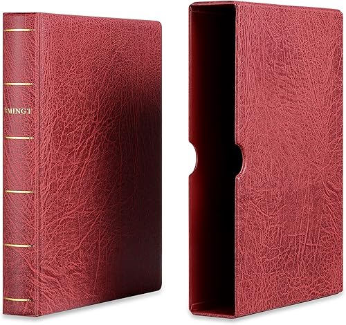 Miniatura 10 de MUDOR Carpeta clásica de mapa de 4 anillos, álbumes vacíos para sellos, documentos, monedas, carpetas clásicas de billetes (negro)