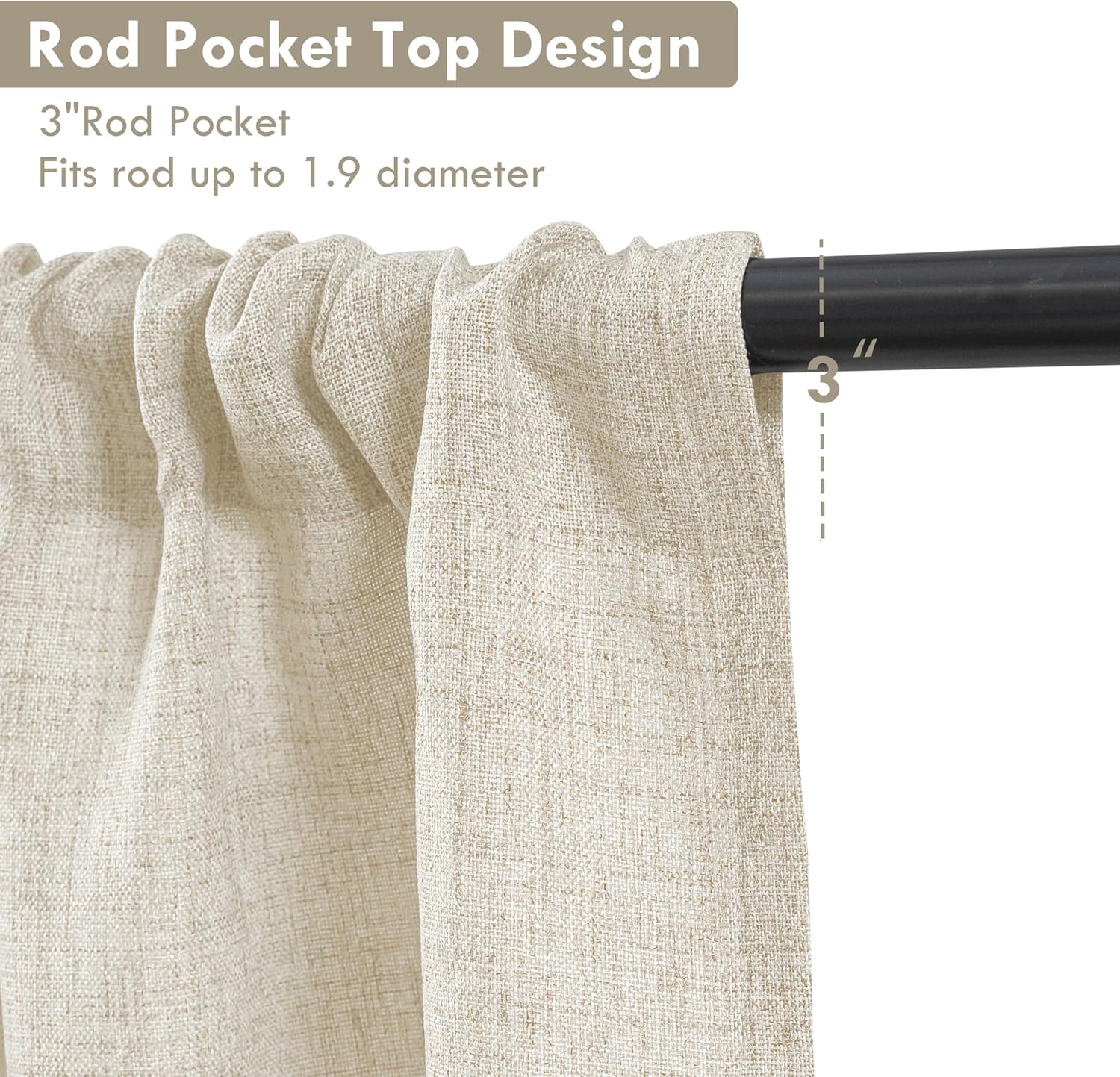 DriftAway Linen Textured Curtain Valances for Windows Light Filtering 3 Inch Rod Pocket Farmhouse Country Rustic Kitchen Valances for Bedroom Living Room Bathroom 14 inch Length Beige