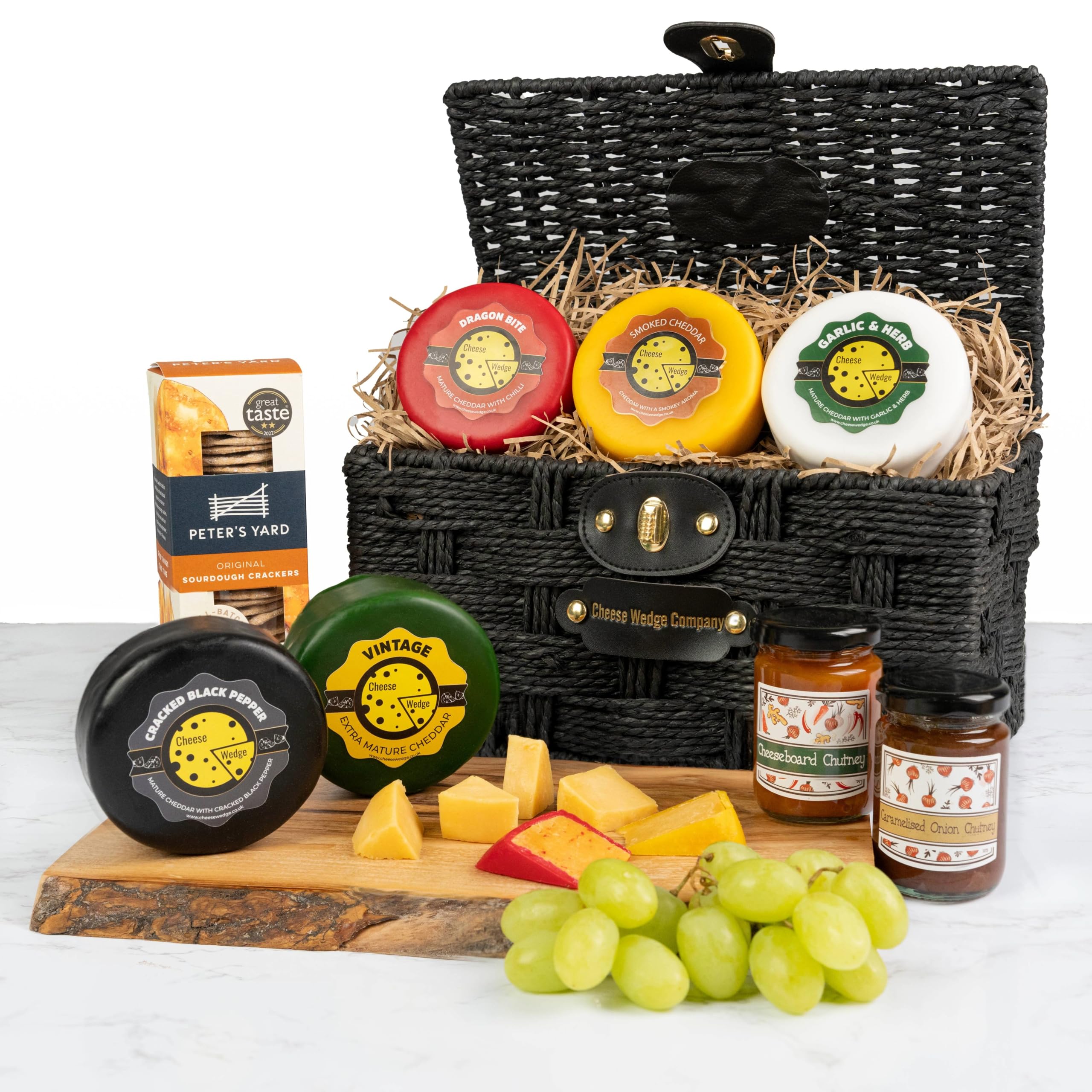 Sponsored Ad – Cheese Hamper Gift Set Ideal Cheese Gift Set | 5 Artisan Cheeses + 2 Chutneys & Crackers