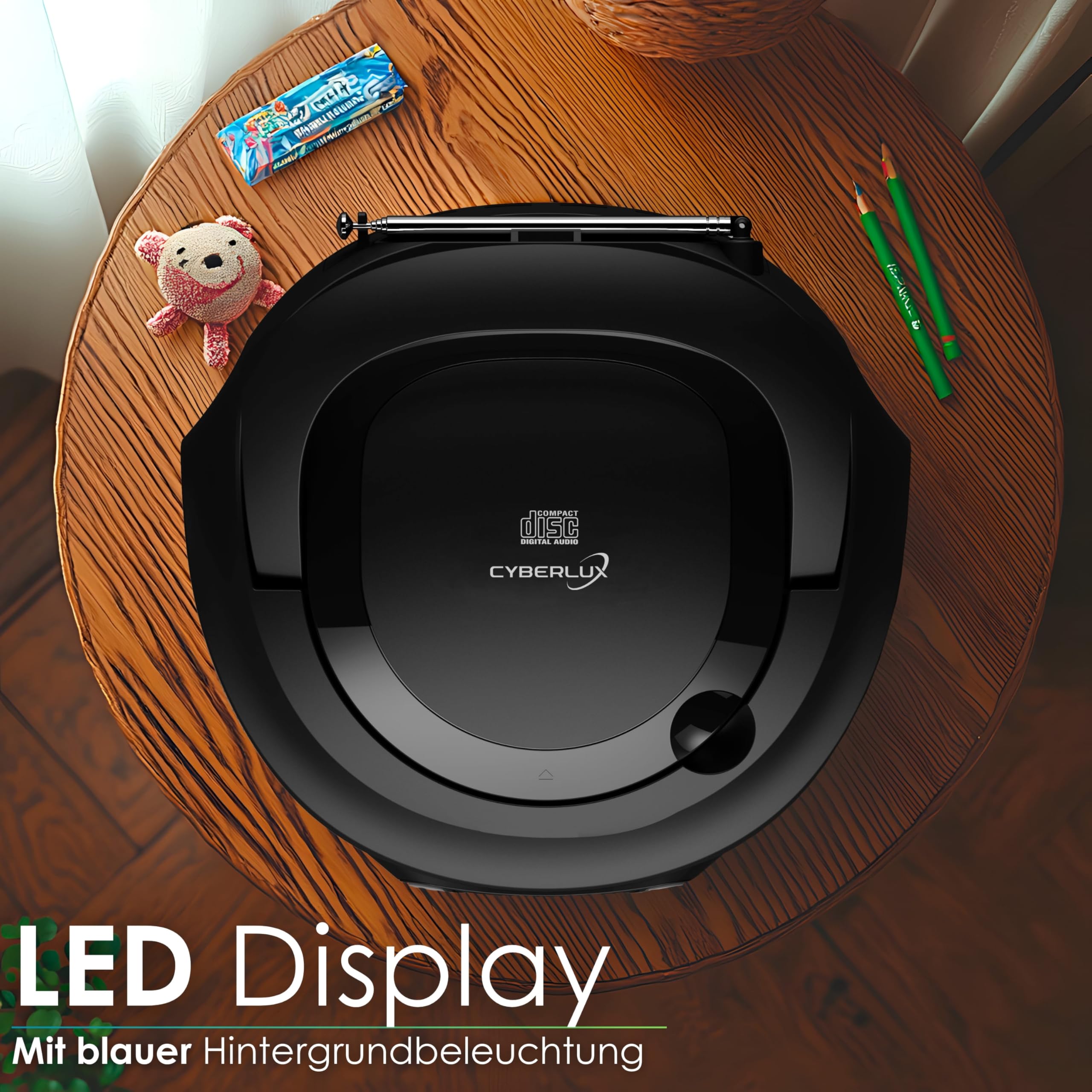 Boombox lettore portable CD/CD-R - USB - FM radio - ingresso AUX-IN - uscita cuffie - radio bambini - stereo - sistema compatto