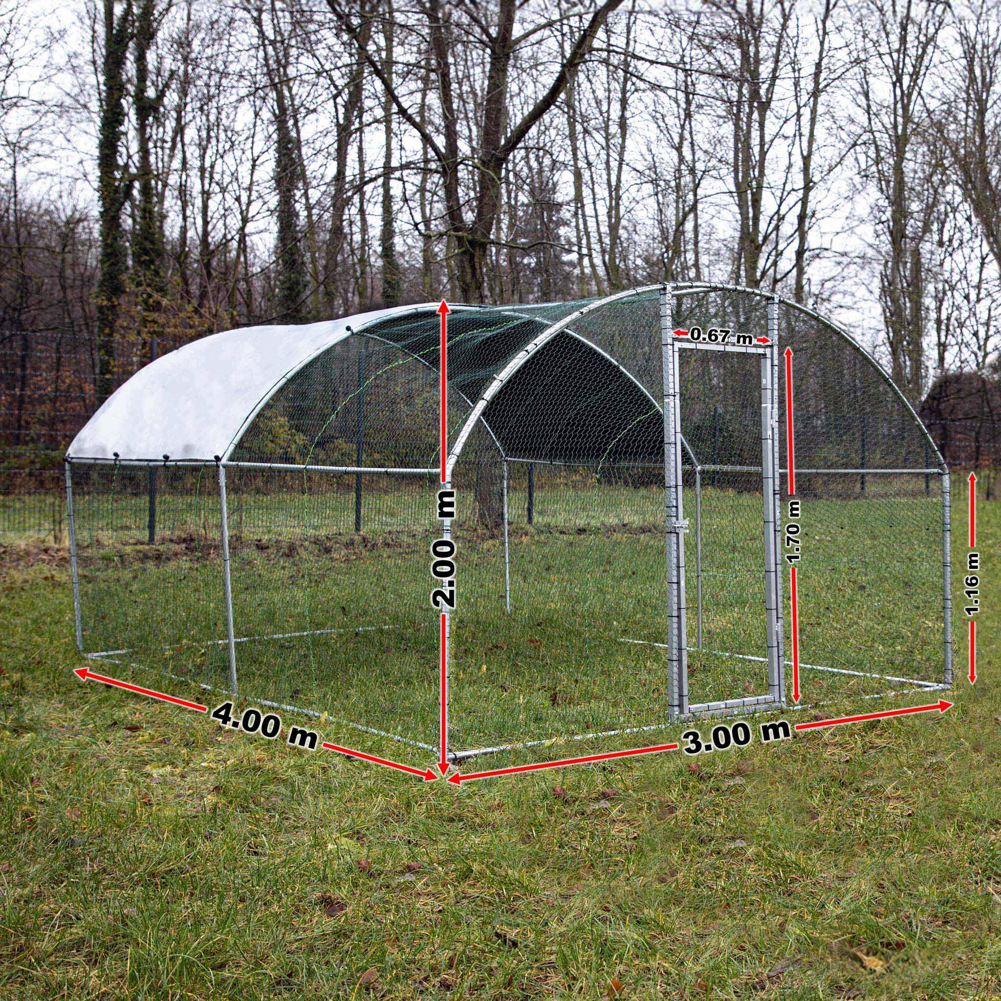Wiltec Parc enclos XXL pour Petits Animaux domestiques – 4 x 3 x 2 m – en Acier – Clôture verrouillable avec Toit grillagé et Bâche – Cage Lapin Clapier Hamster Cochon d'Inde Tortue Rongeur