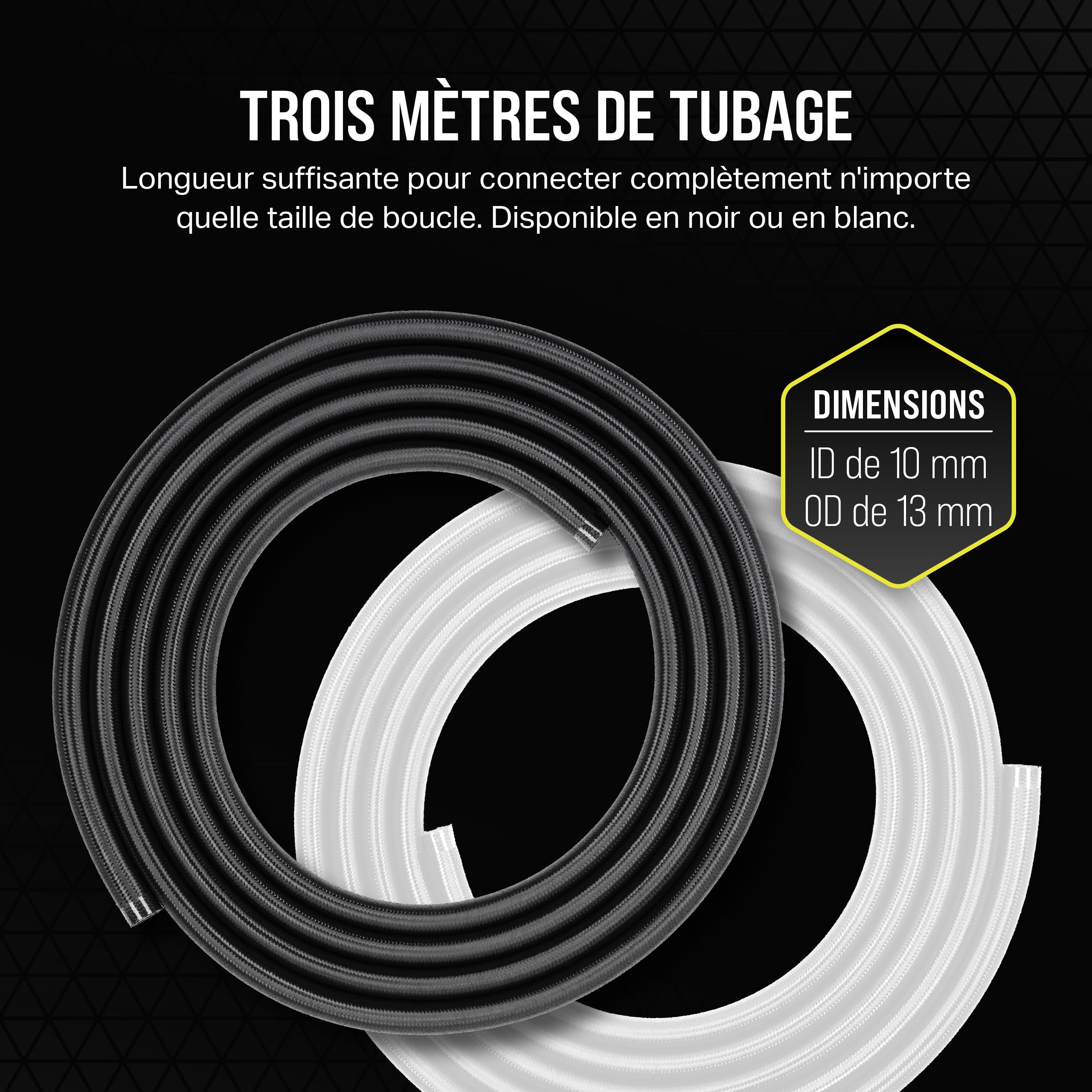 CORSAIR Hydro X Series XT Softline Tuyau en Maille - Coupe Aisée - Caoutchouc EPDM Robuste - Blanc