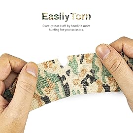 FRESINIDER 9 Rolls Self Adhesive Wrap Athletic Tape Gauze, Breathable Elastic Cohesive Bandage for Sports Injury & Pet (7 Pcs 2 x 5 Yards + 2 Pcs 1 X 5 Yards) (German Woodland Camo)