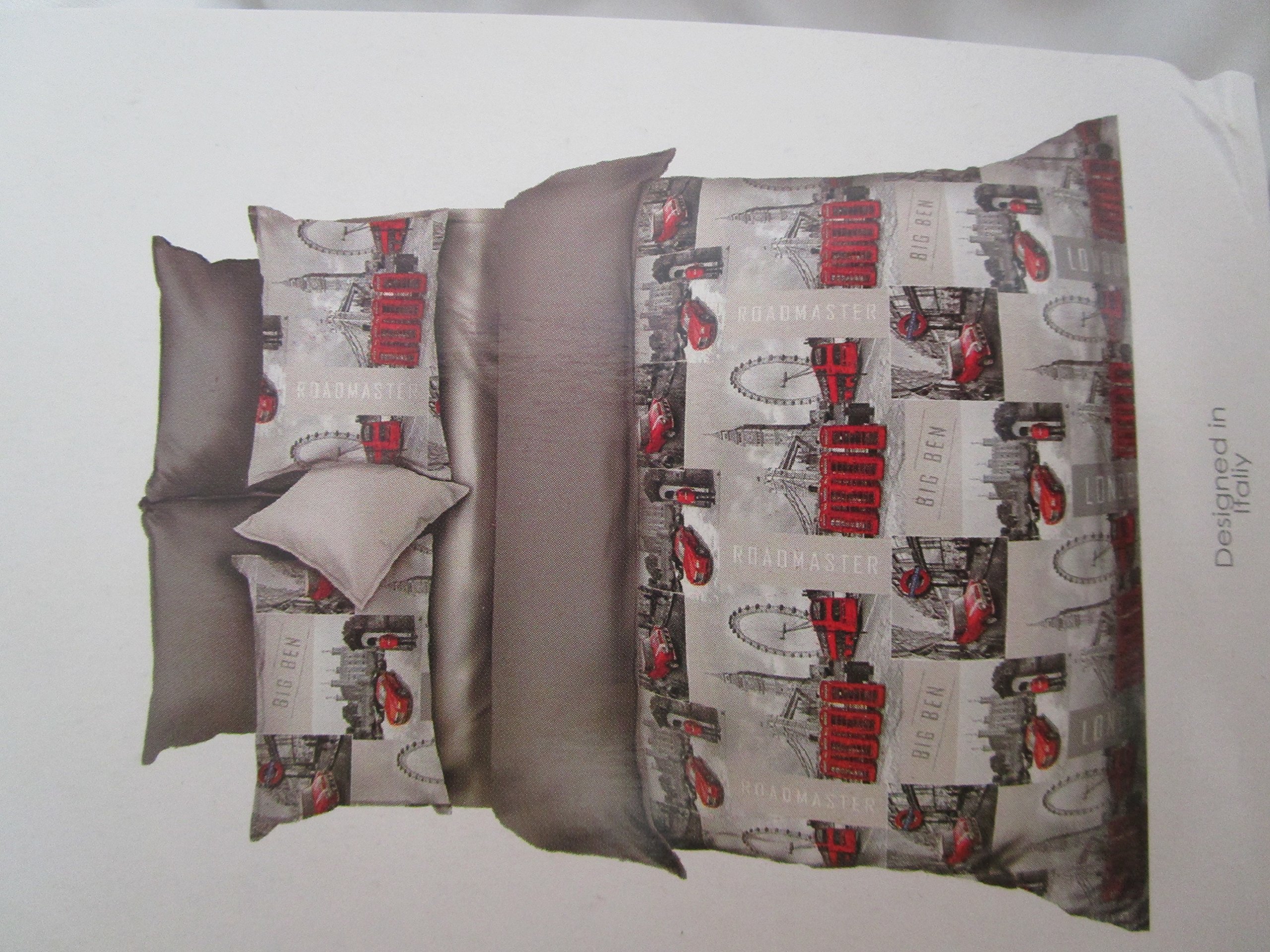 Copripiumino Matrimoniale città di londra Copripiumini in Microfibra per Adulti, Reversibile Set di Biancheria da Letto con Cerniera, 1 Copripiumini 260x240 e 2 Federe 50x80 cm