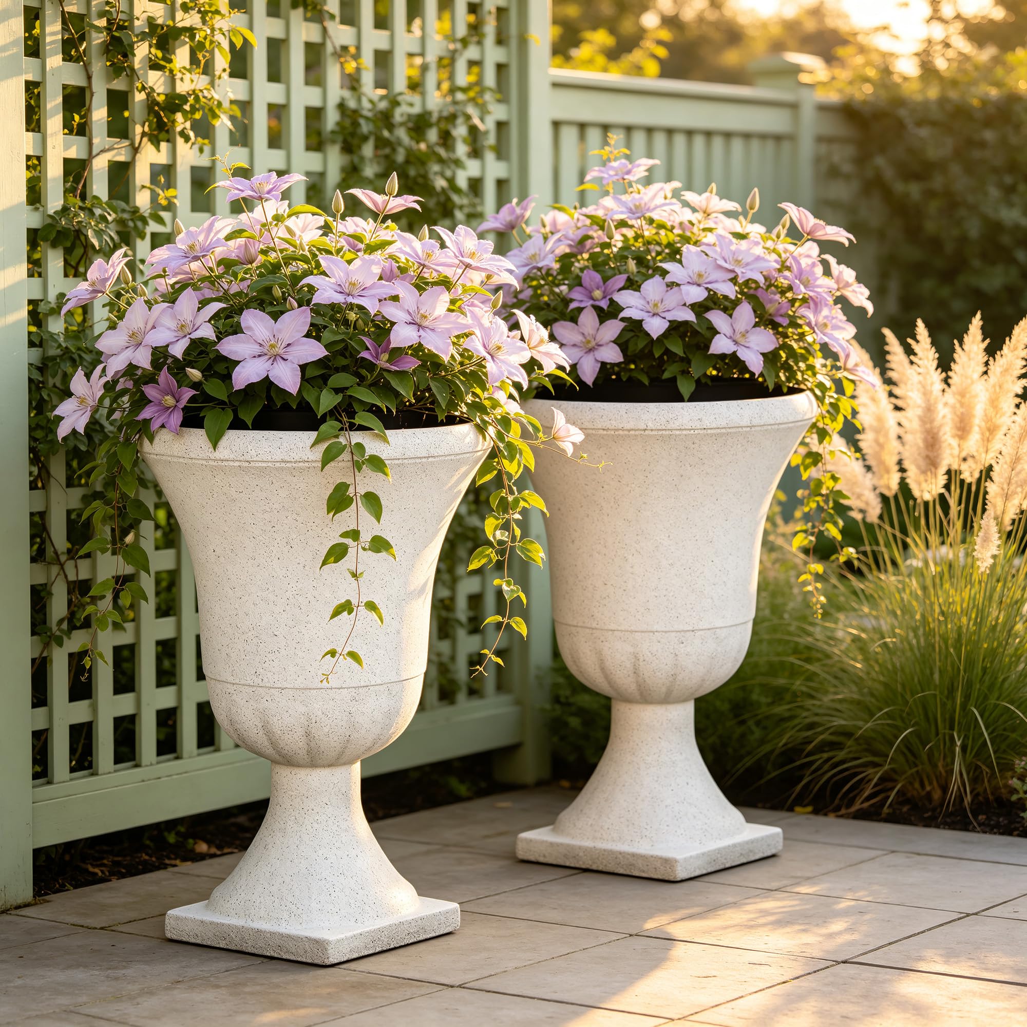 Photo 1 of Ultym White Terrazzo Urn Planters (Set of 2, 22-inch)