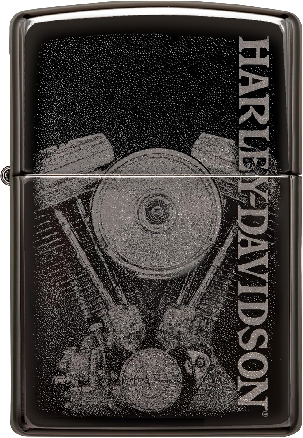Zippo Windproof Lighter, Harley-Davidson Engine Design – High Polished Black, Photo Image – Refillable, Reusable, Windproof Design – Comes in Gift Box – Made in USA
