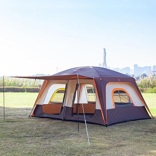 Miniatura 6 de KTT Large Family Cabin Tent 10-12 Person,14.1X10X6.58ft,2 Rooms,3 Storage Pockets,2 Bay-Windows 3 Doors and 3 Windows with Mesh,Straight