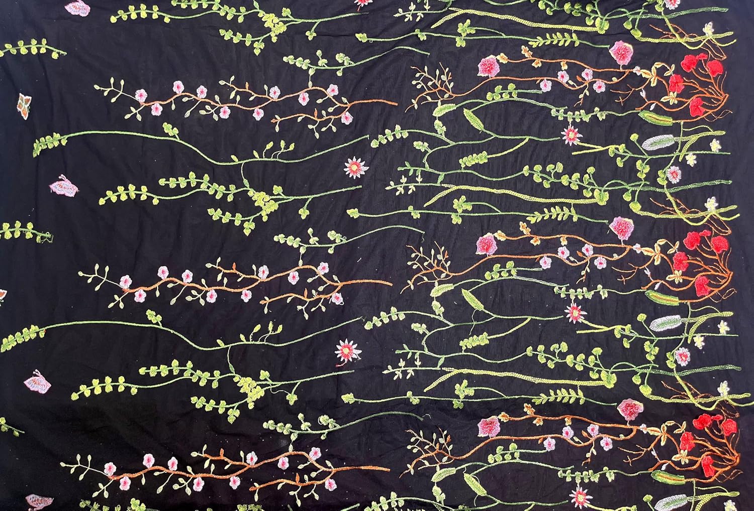 Lace Fabrics, 2 Yards Classic Water Grass Flower Encryption Embroidery Lace Fabric DIY Custom Dress Wedding Dress Fashion Sewing Decorative Fabric(Black Mesh)