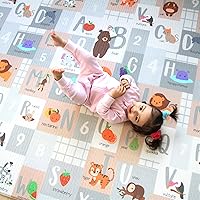 Vista 27 de Cushmat Elegante alfombra de juego de espuma reversible (grande, Explorer - rosa ceniza) - Tapete de juego suave, impermeable y duradero para bebés