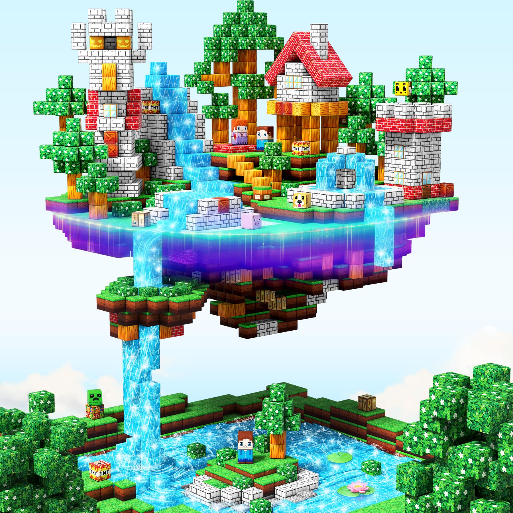 Prinhero Magnetische Bausteine - 150 Teile Magnetbausteine Magnetspielzeug Magneten Kinder Magnetische Bauwelt Mine Spielzeug Magnetblöcke für Kinder ab 3-10 Jahre Ganzjahres Abnehmbare Ostergeschenke