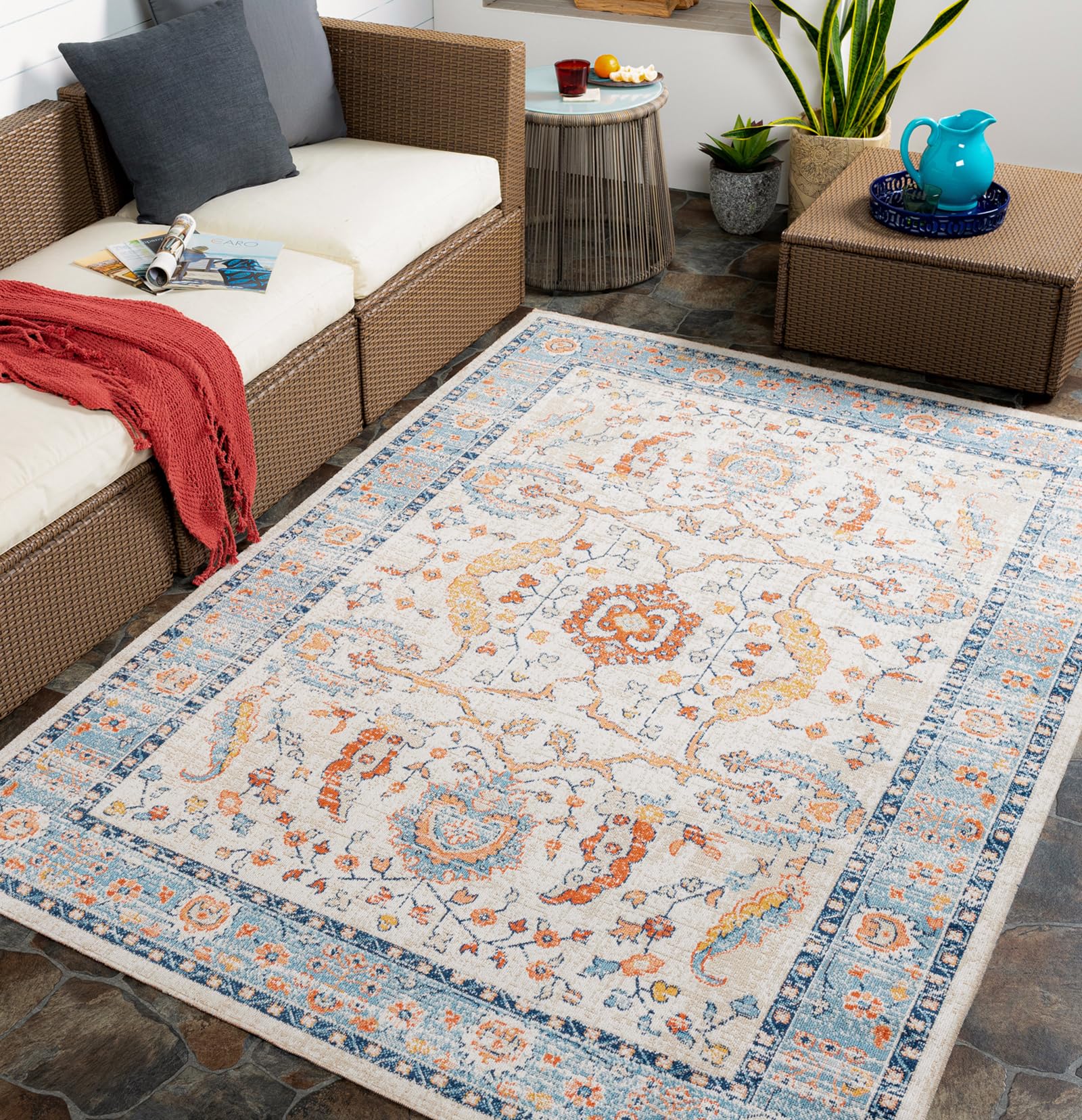 Livabliss GALILEA Oriental Boho Area Rug - Burnt Orange - 200 x 275 cm
