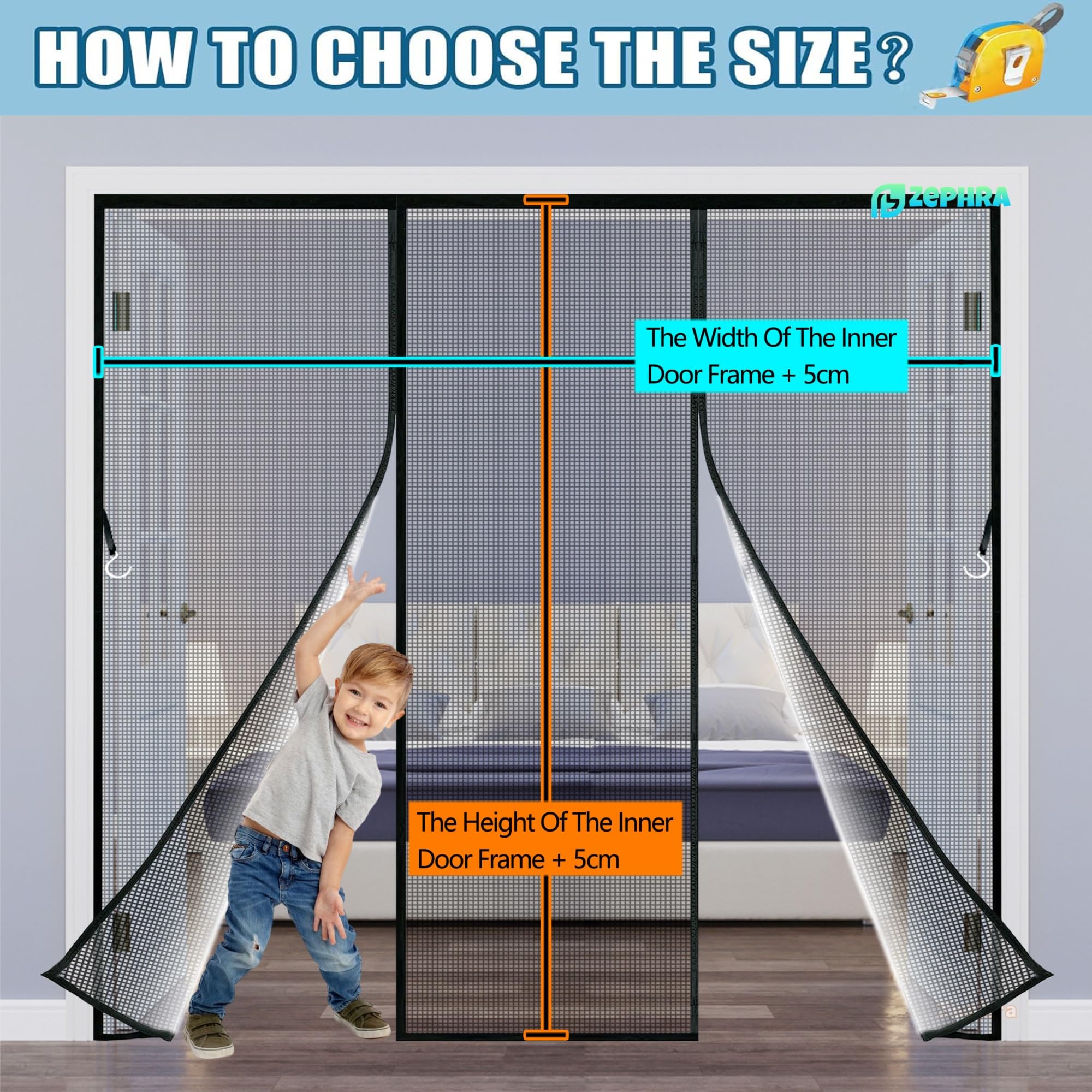 Zanzariera Porta Finestra, 340x235 cm Zanzariera Magnetica Doppia Apertura Laterale Tenda Zanzariere Magnetiche per Porte Finestre Scorrevole Balcone, Chiusura Automatica Nero