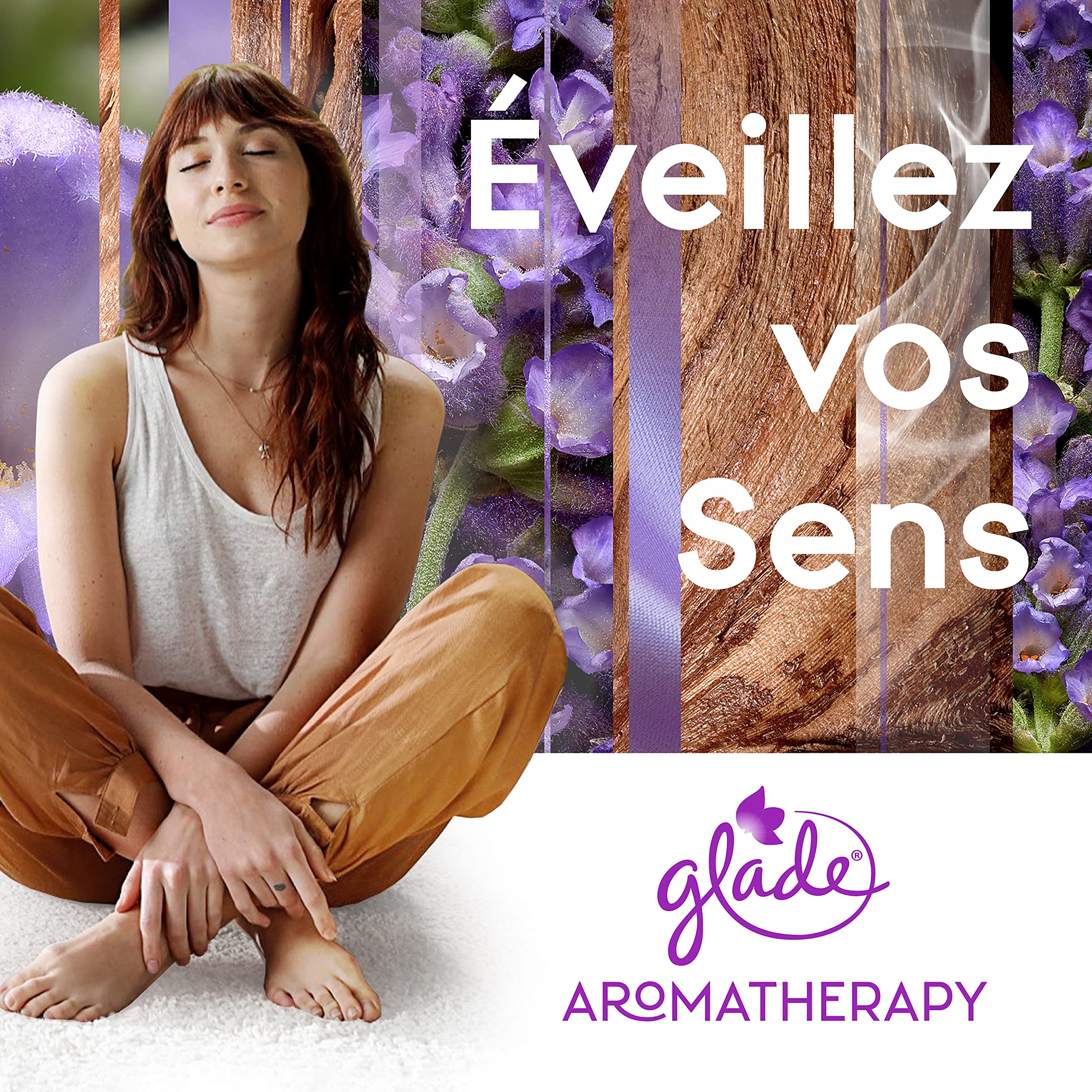 Glade Aromaterapia Dyfuzor mgiełki zapachowej z olejkami eterycznymi, Moment of Zen, lawenda i drewno Sental - 1 Dyfuzor + 1 wkład