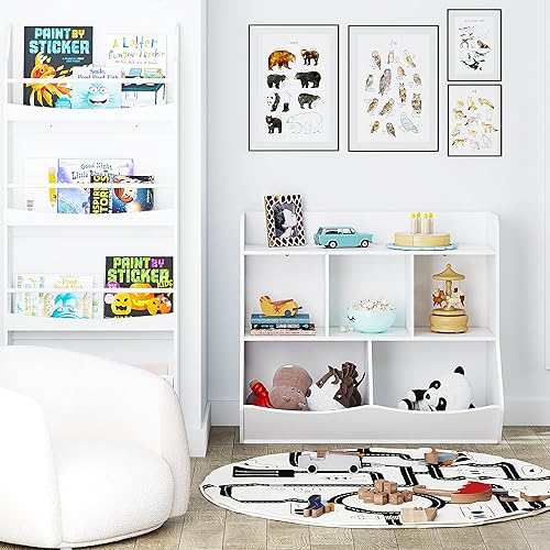 Miniatura 10 de UTEX Toy Storage Organizer with Bookcase, Kid’s Multi Shelf Cubby for Books,Toys, Storage Organizer for Boys,Girls Play Room/Bedroom-White