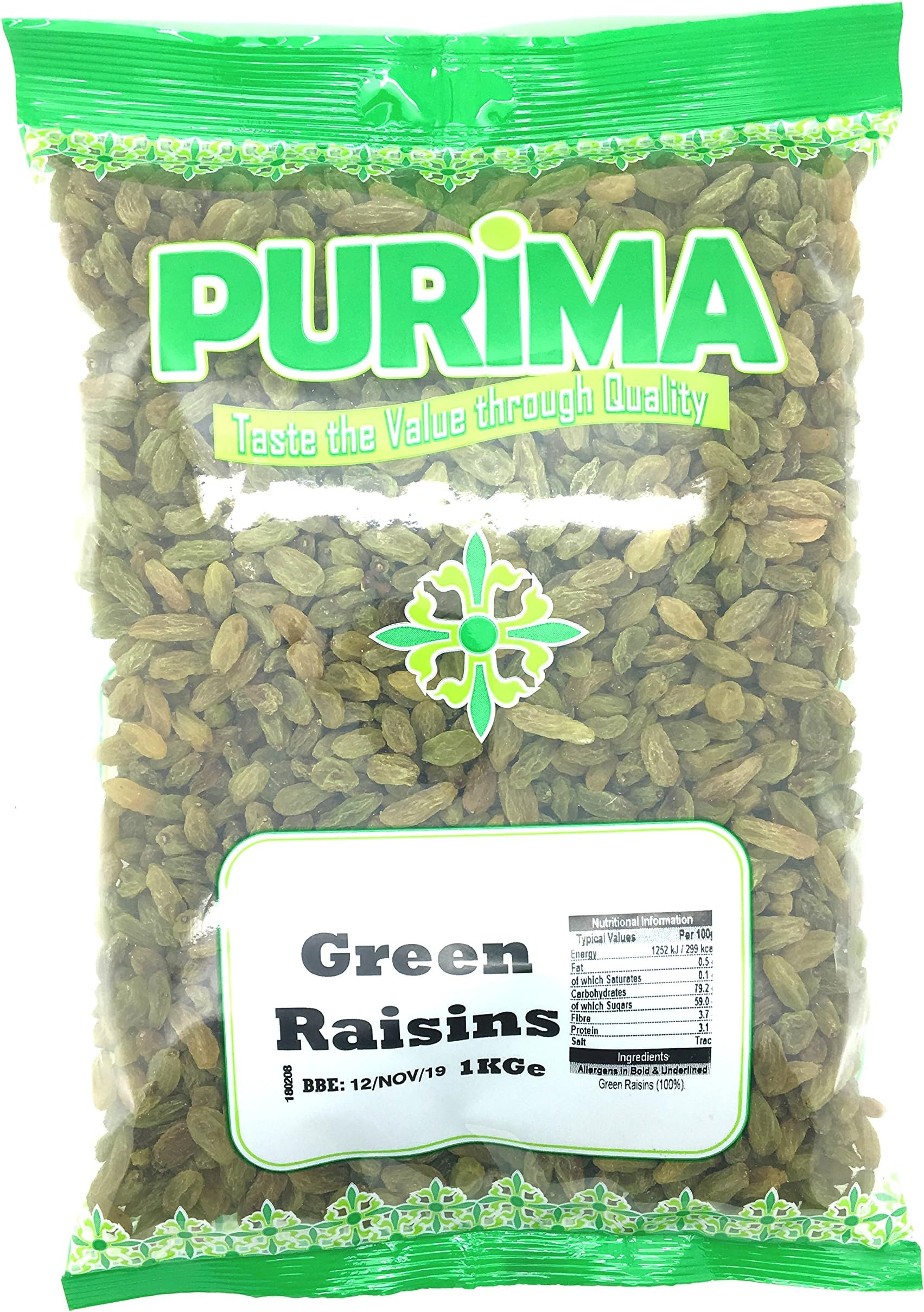 Green Raisins 1kg - Dried Grapes Sultana Raisin Grape PURIMA
