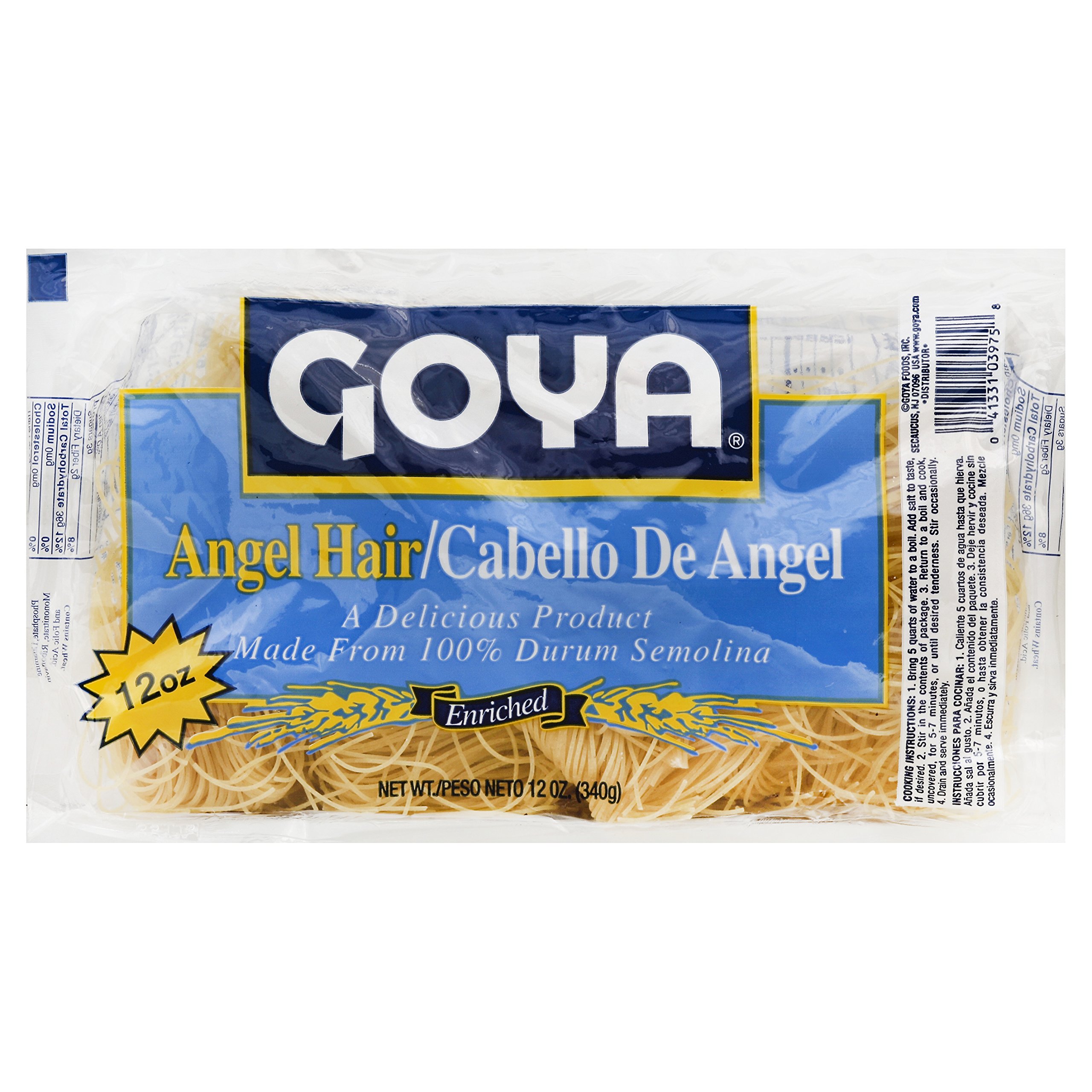Goya Foods Angel Hair Pasta, 12 Ounce (Pack of 12)