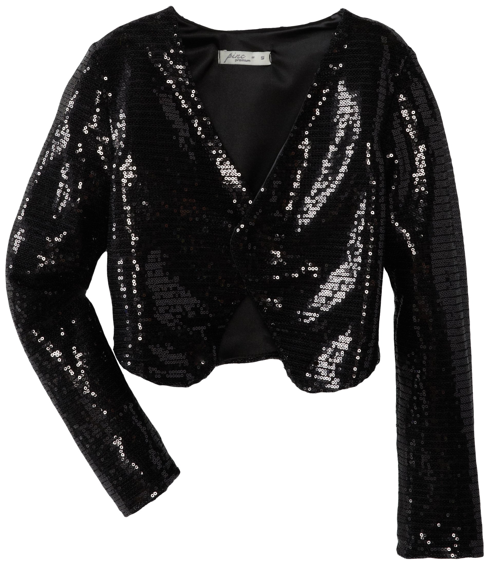 Big Girls' Sequin Cropped Open Blazer with Lapel