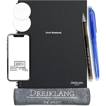 Dreiklang - be smart Reusable Spiral Notebook A4 with Planner - Writing Book + 2 Pens & Cloth