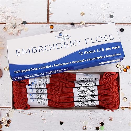 Vista 56 de Threadart - Hilo de bordar de algodón largo egipcio de alta calidad, 12 madejas Morado 6 hilos divisibles de 8.75 yardas cada uno para bordado a