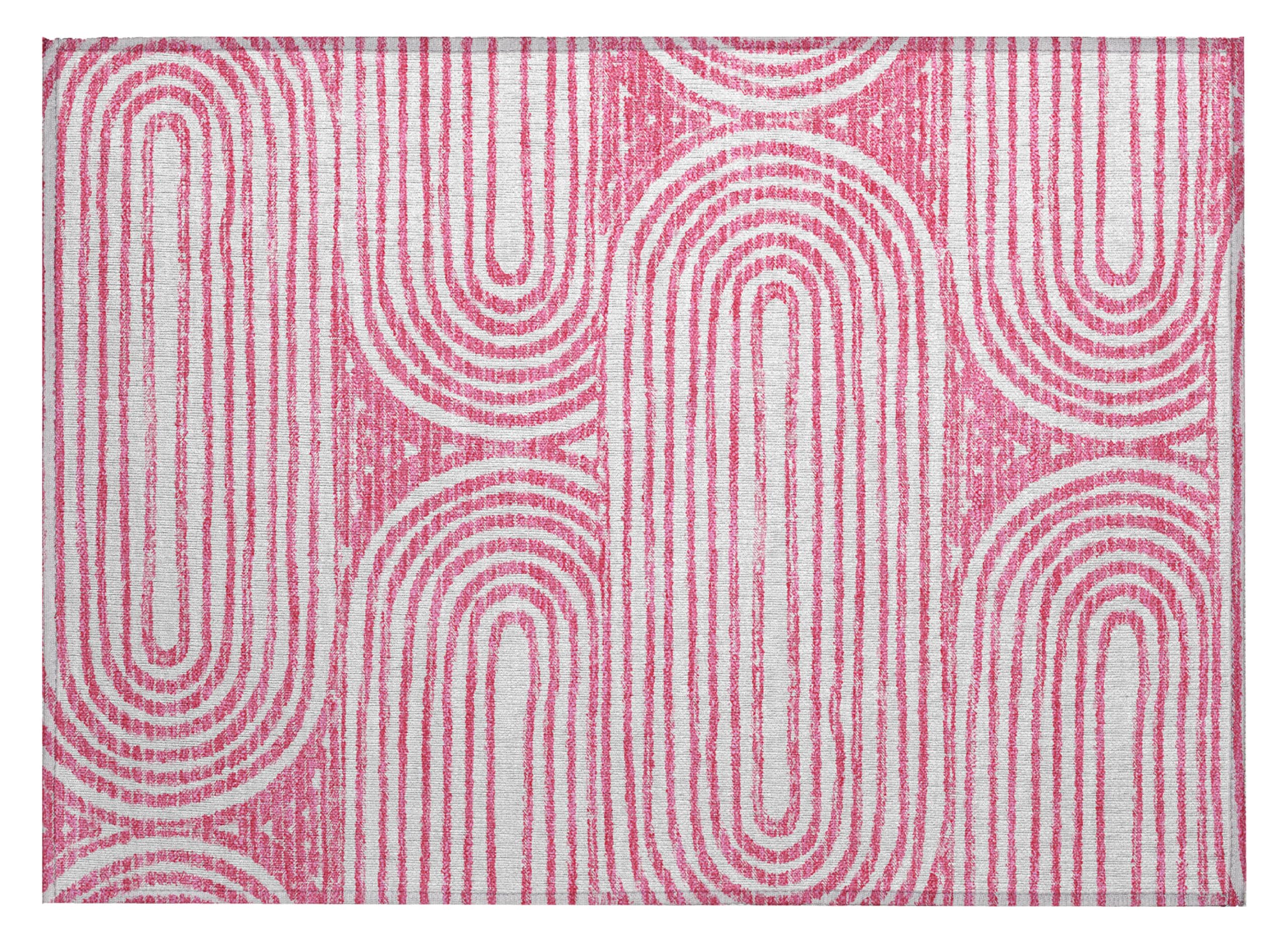 Addison Rugs Chantille ACN140 Pink 1'8" x 2'6 Indoor Outdoor Area Rug, Stain Resistant, Machine Washable, Non Shedding, Bedroom, Living Room, Dining Room, Kitchen Rug