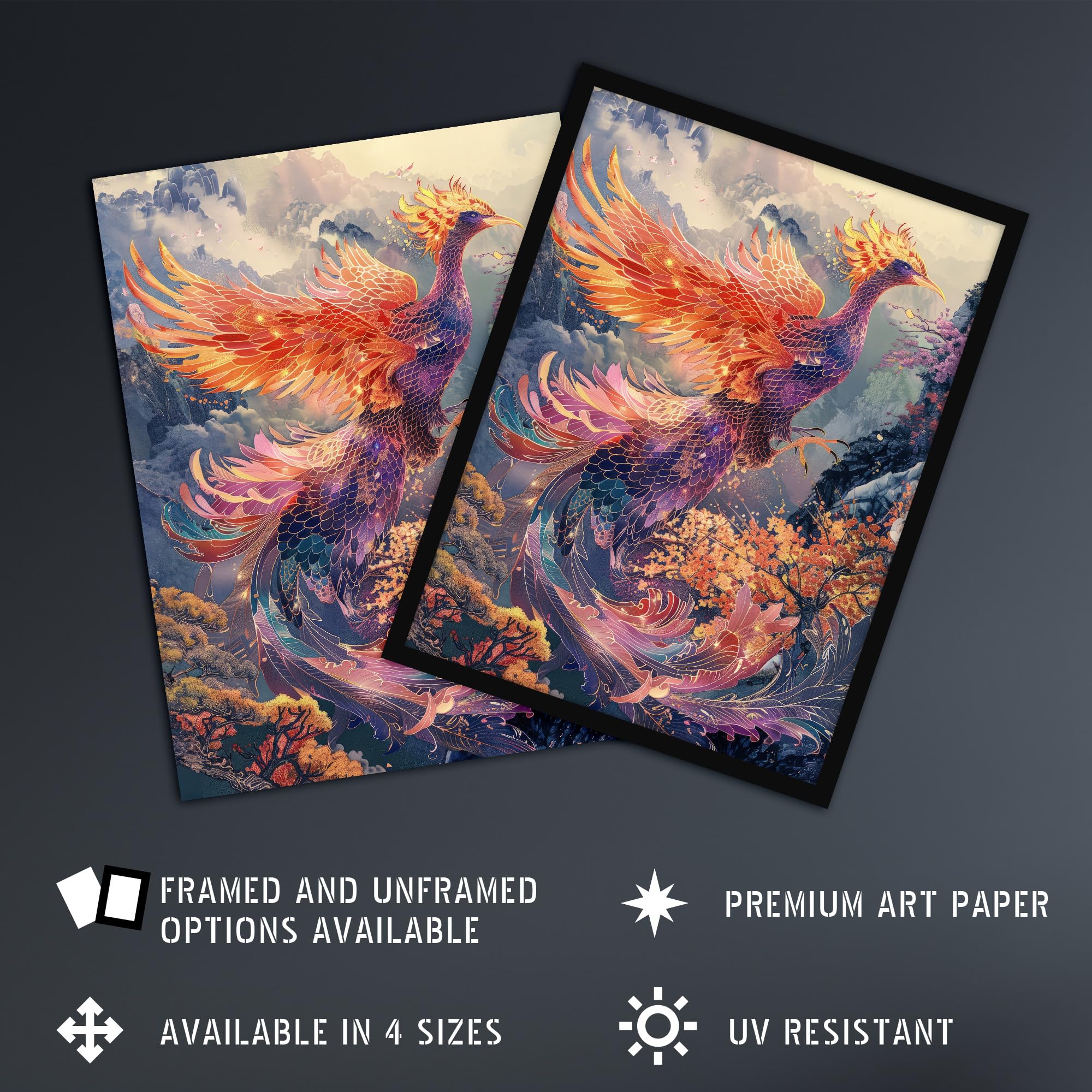 Artery8 Magical Phoenix Colourful Fantasy Concept Art For Living Room Extra Large XL Wall Art Poster Print - Image 2