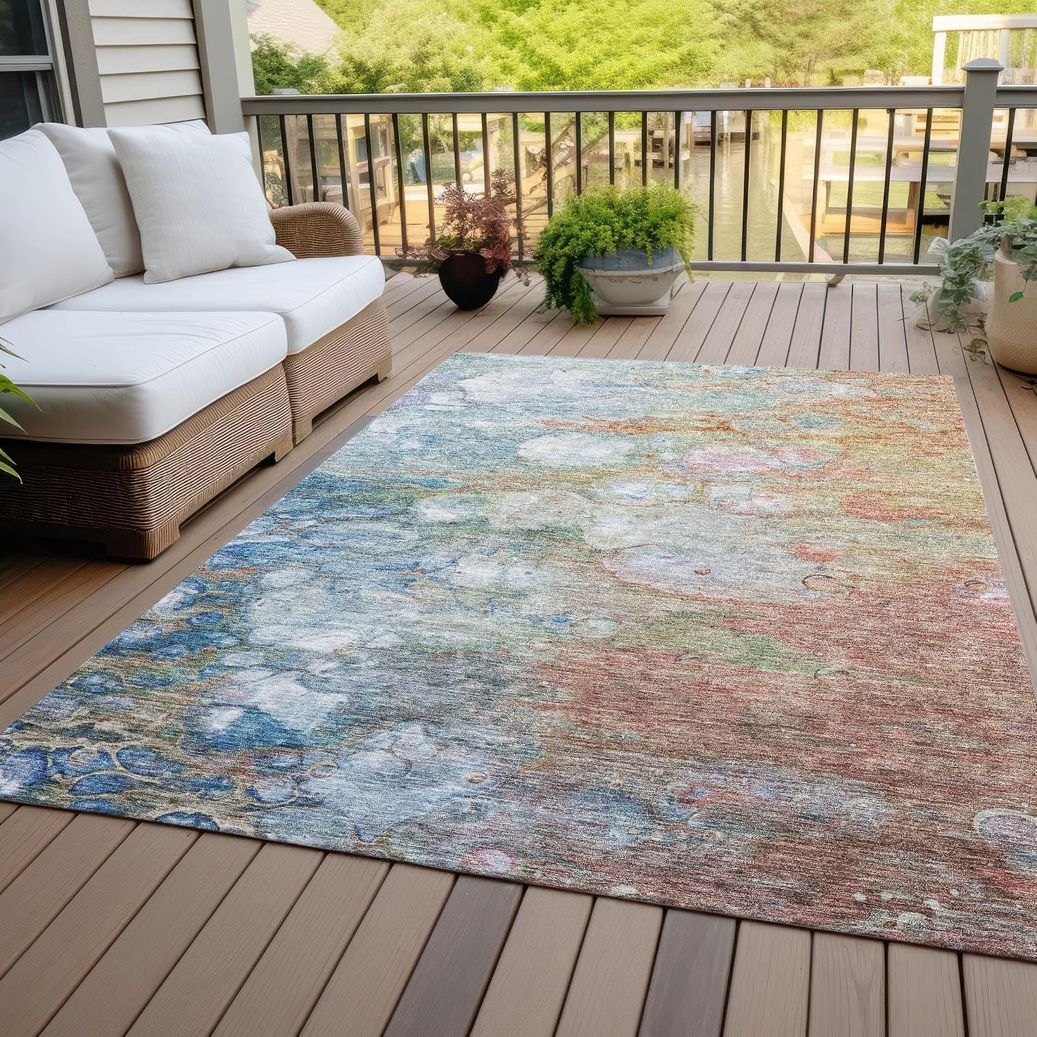 Addison Rugs Chantille ACN698 Coral 8' x 10' Indoor Outdoor Area Rug, Easy Clean, Machine Washable, Non Shedding, Bedroom, Entry, Living Room, Dining Room, Kitchen, Patio Rug