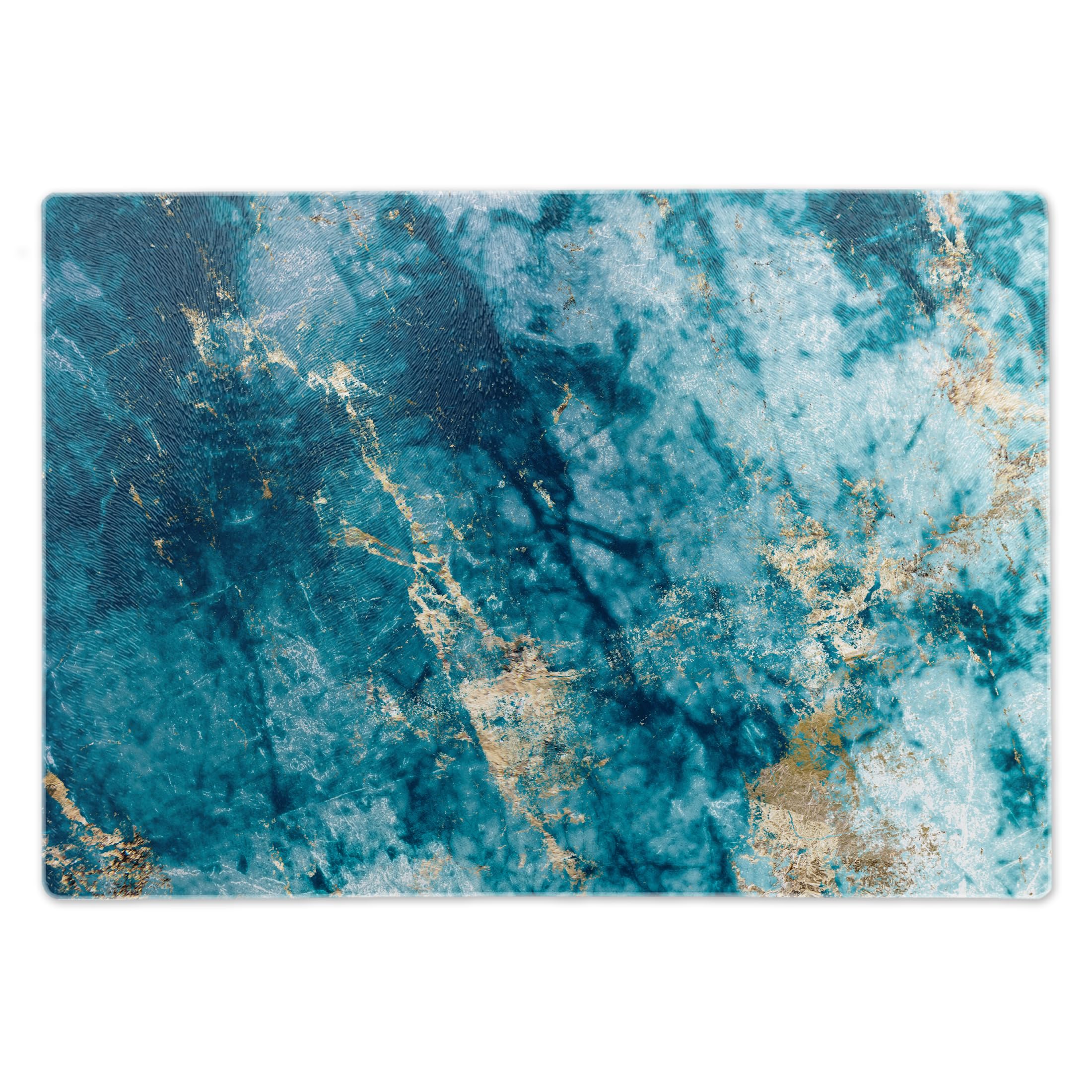ShopQuality4U Catering Chopping Boards | Glass Worktop Savers/Protectors Heat Resistant | Over The Sink 20x28cm Medium Aqua Gold