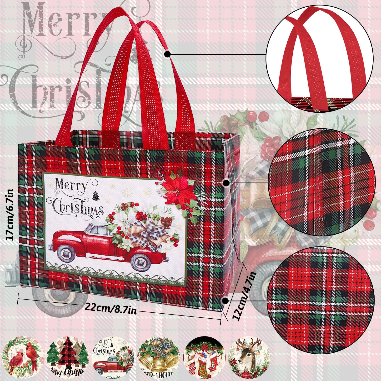 Whaline Lot De 12 Sacs à Vin De Noël Avec Poignée Et