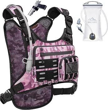 Zelvot Running Vest with 2L Water Bladder, Hydration Backpack, U.S. Design Patent, Lightweight Hydration Pack with Gear Holder, Reflective Chest Pack for Men Women
